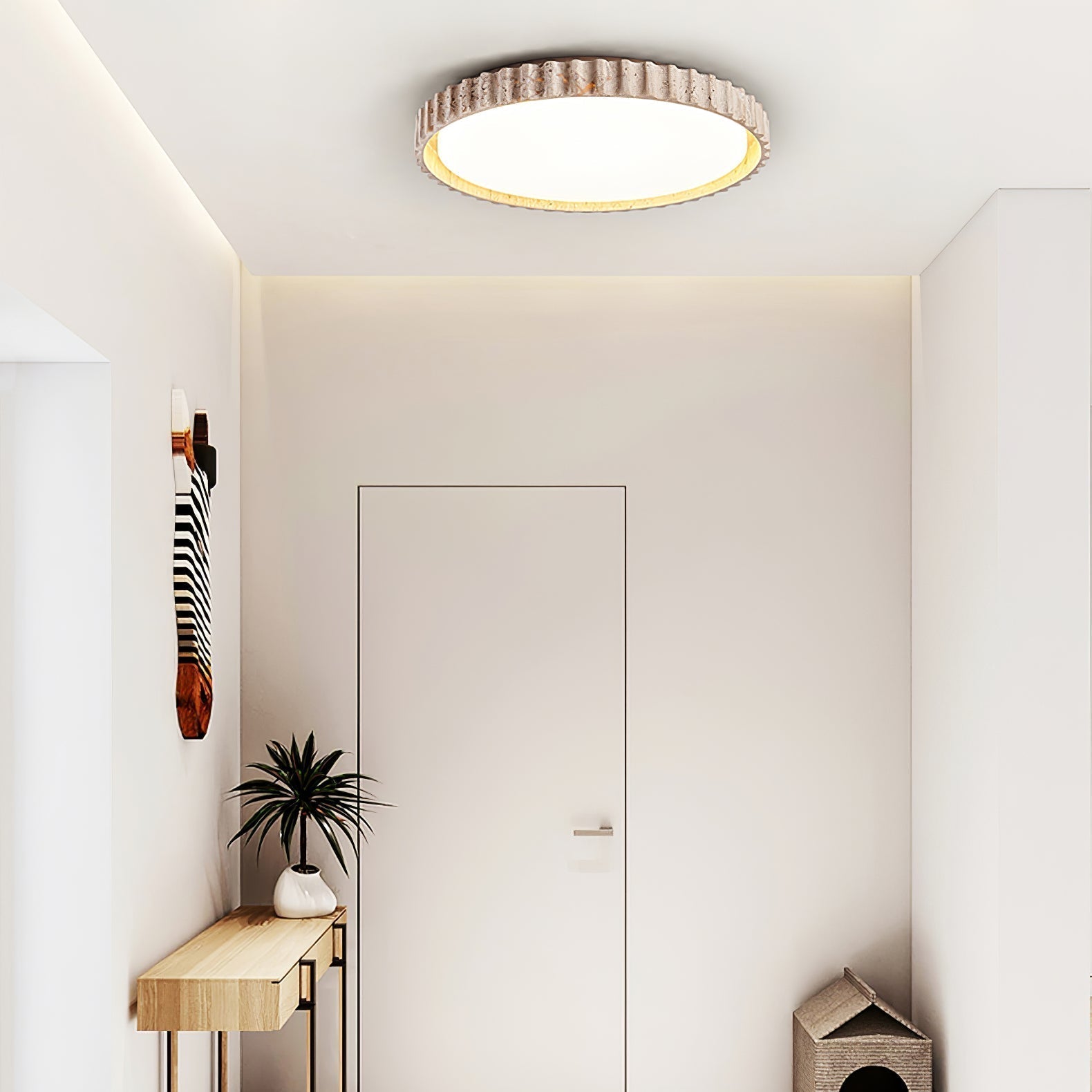 Ornorus Plafonnier Anneau Cannelé en Travertin - Neutralighting
