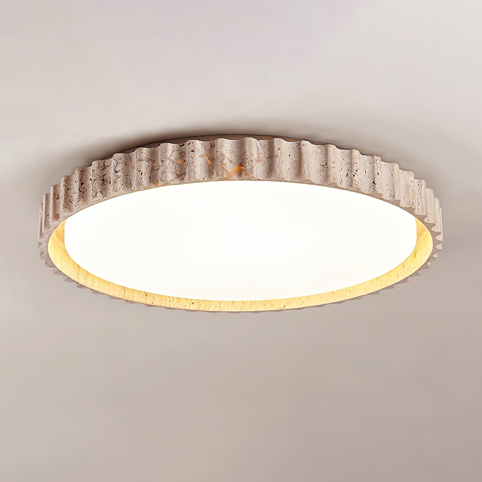 Ornorus Plafonnier Anneau Cannelé en Travertin - Neutralighting