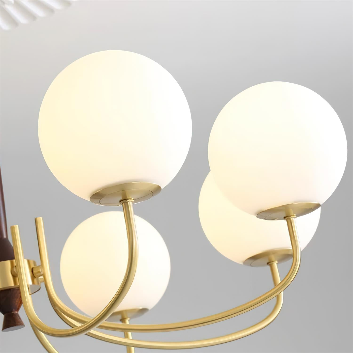 Veslo Brass and Wood Globe Chandelier - Letslighting