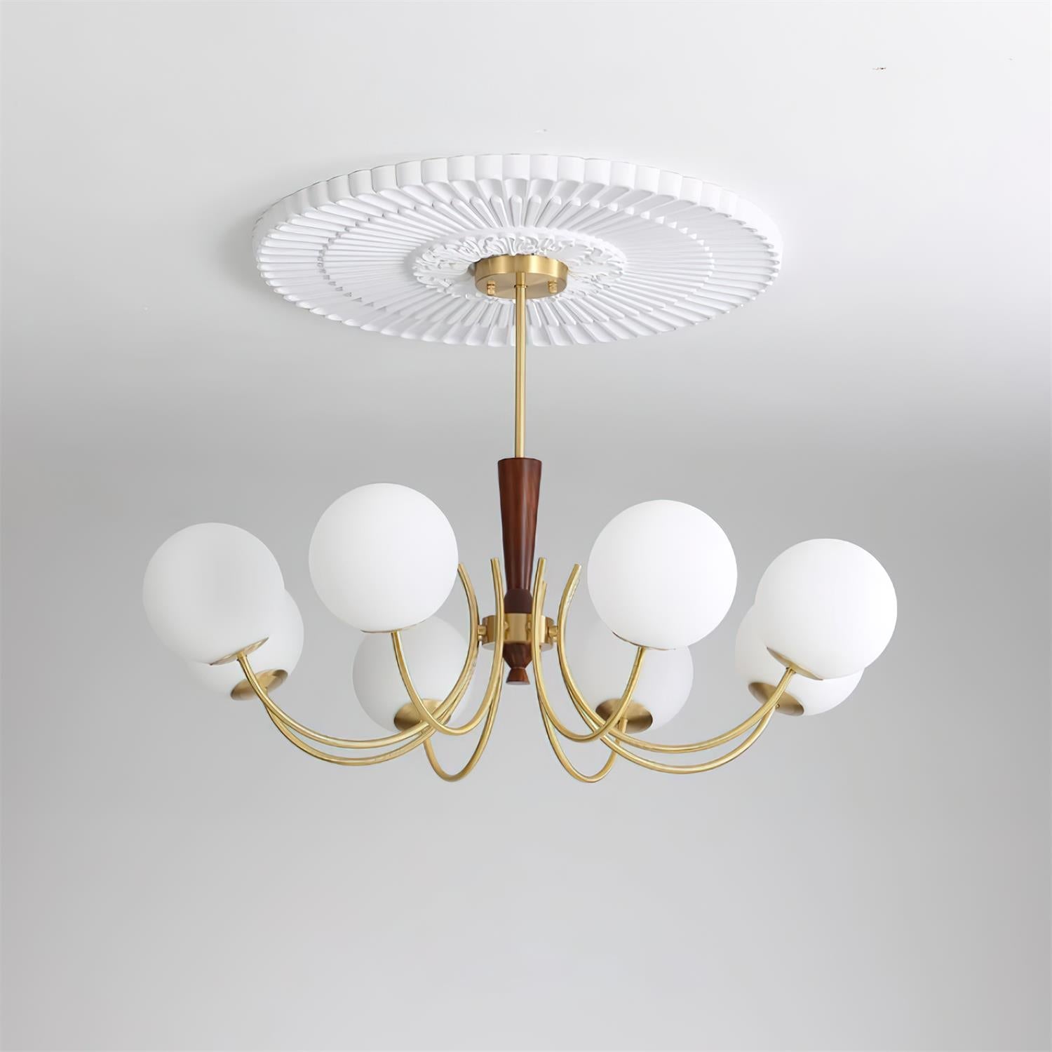 Veslo Brass and Wood Globe Chandelier - Letslighting