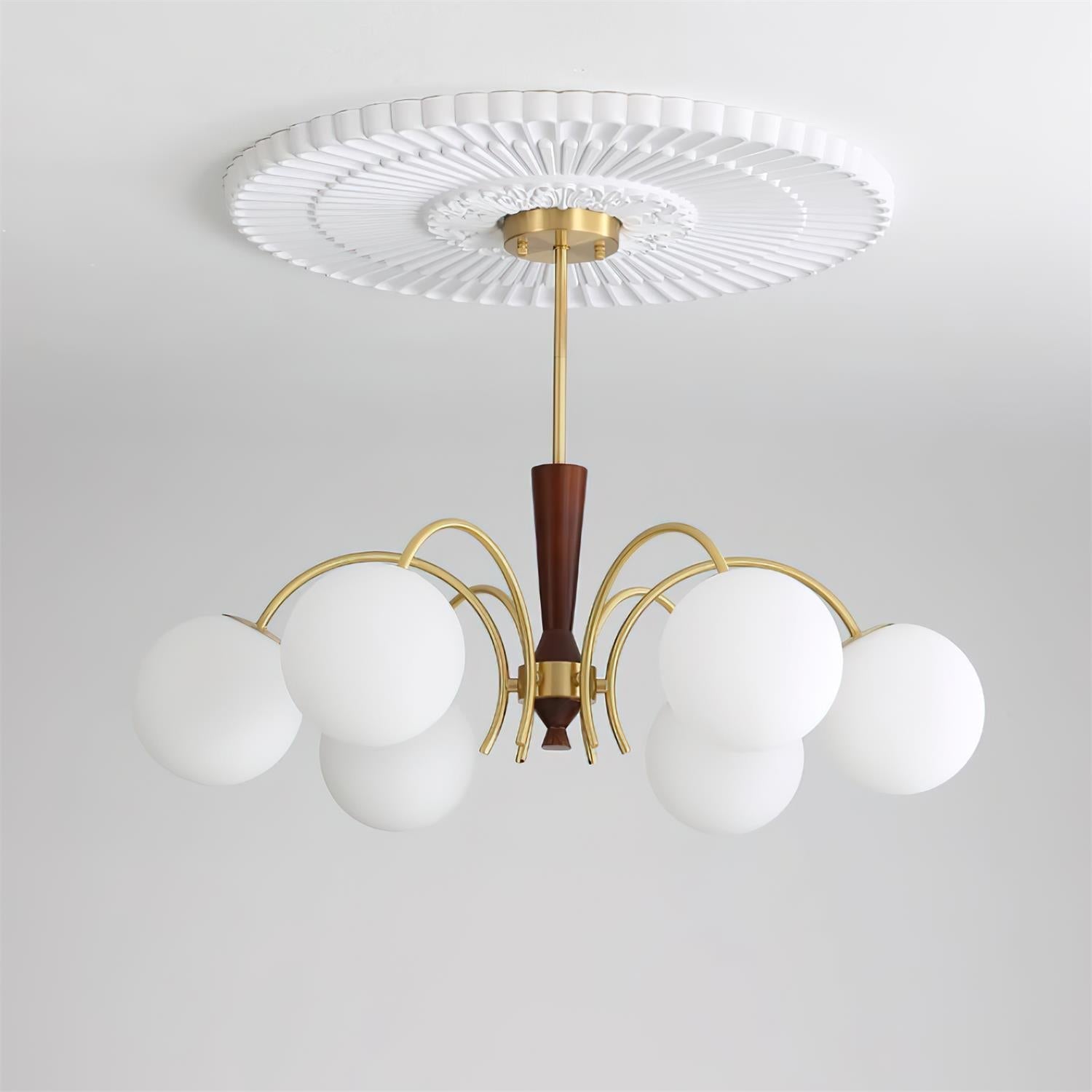 Veslo Brass and Wood Globe Chandelier - Letslighting