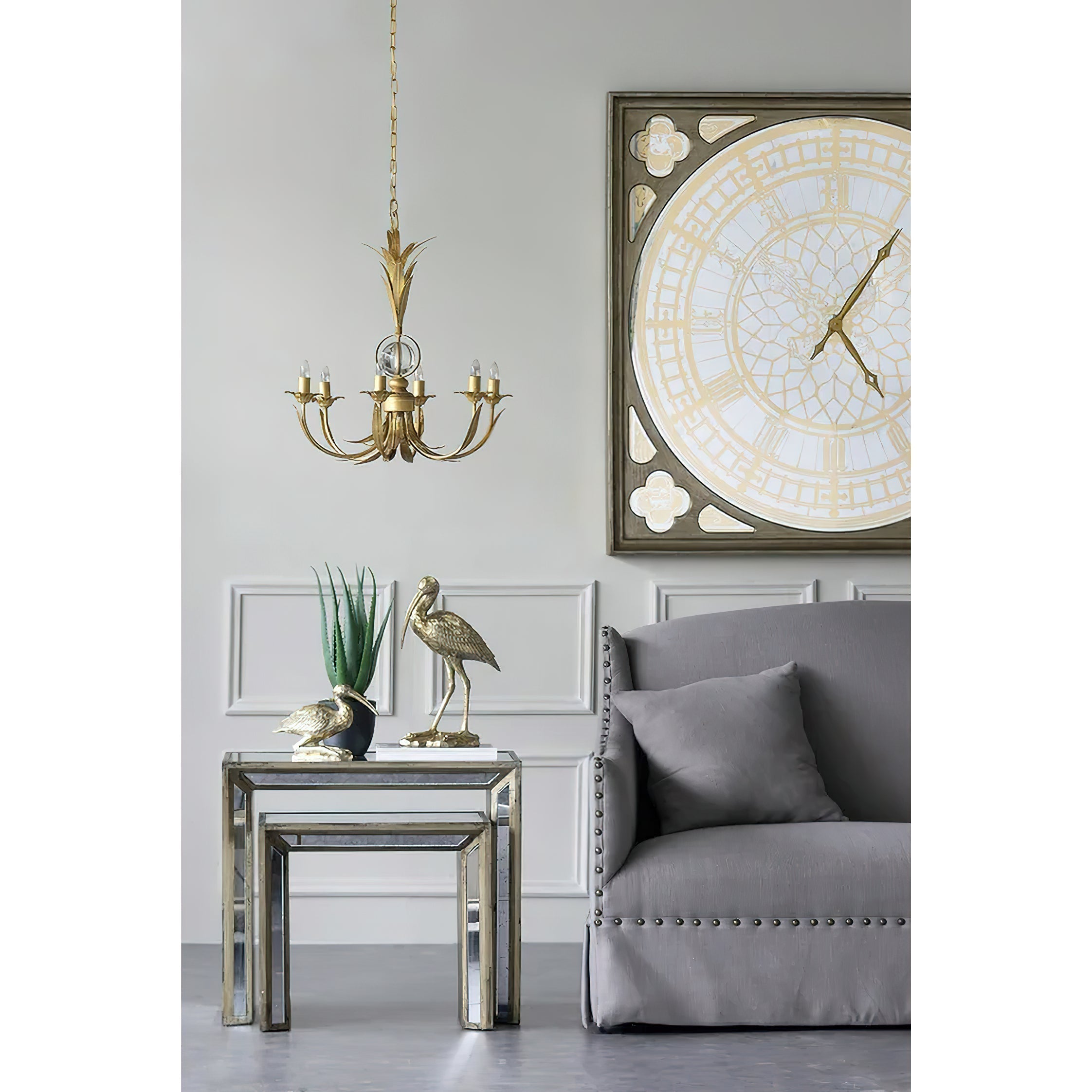 Zamarir Vintage Industrial 6-Light Metal Chandelier - Lamp Copper
