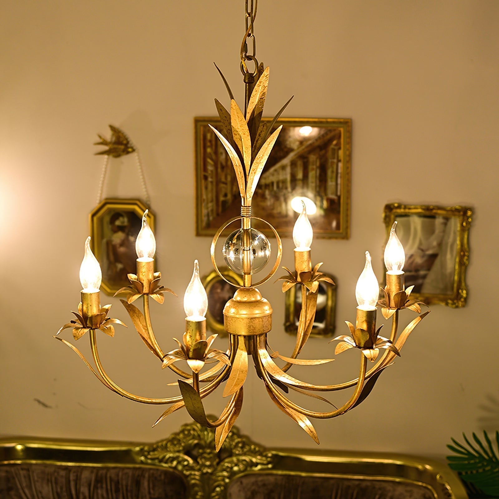 Zamarir Vintage Industrial 6-Light Metal Chandelier - Lamp Copper