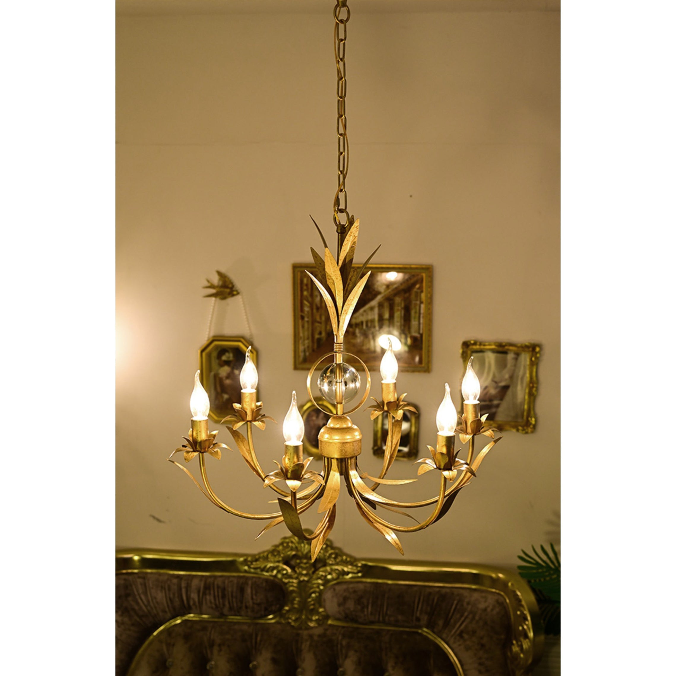 Zamarir Vintage Industrial 6-Light Metal Chandelier - Lamp Copper