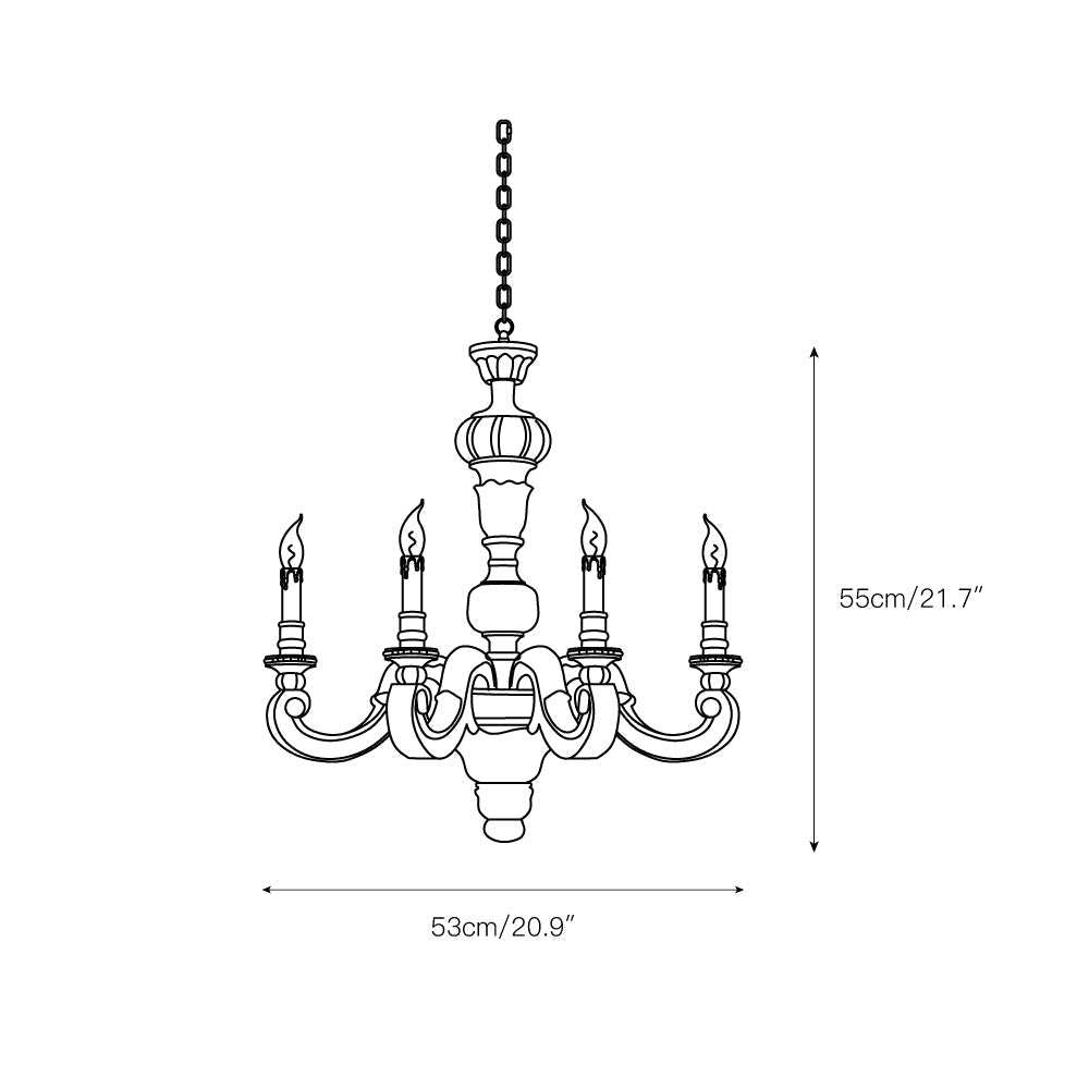 Olrinila Roman Pillar Hand-carved Wood Chandelier - Lamp Copper
