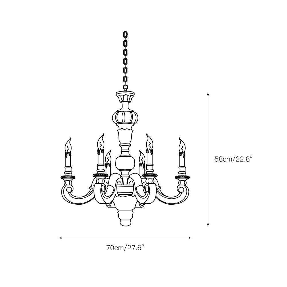 Olrinila Roman Pillar Hand-carved Wood Chandelier - Lamp Copper