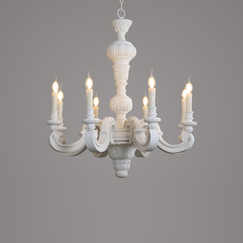 Olrinila Roman Pillar Hand-carved Wood Chandelier - Lamp Copper