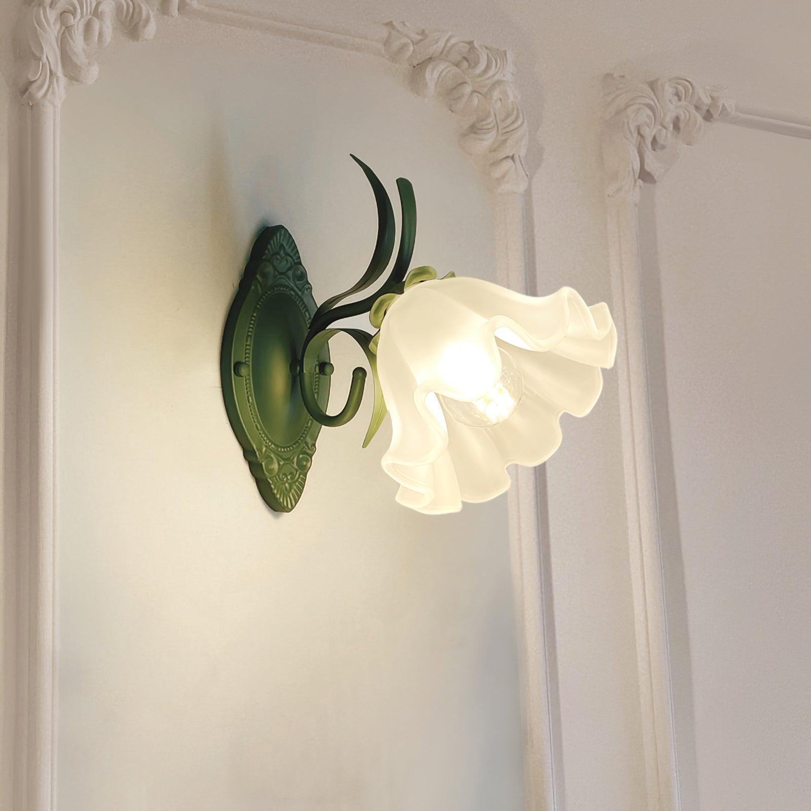 Nivan Applique murale vintage avec abat-jour en verre à motif floral pour chambre à coucher et salon - Neutralighting