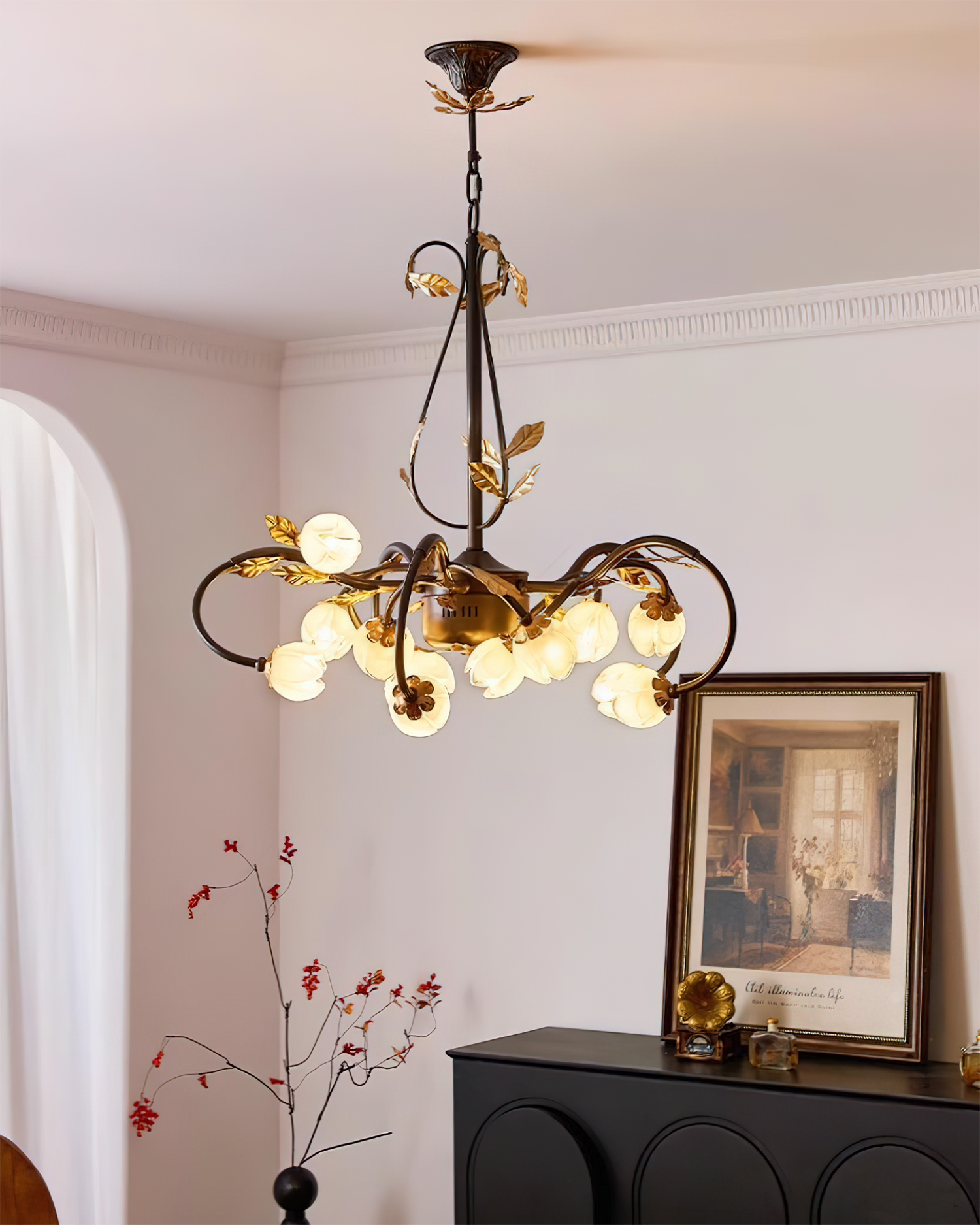 Giulia Lustre Verre Floral Élégance Romantique - Neutralighting