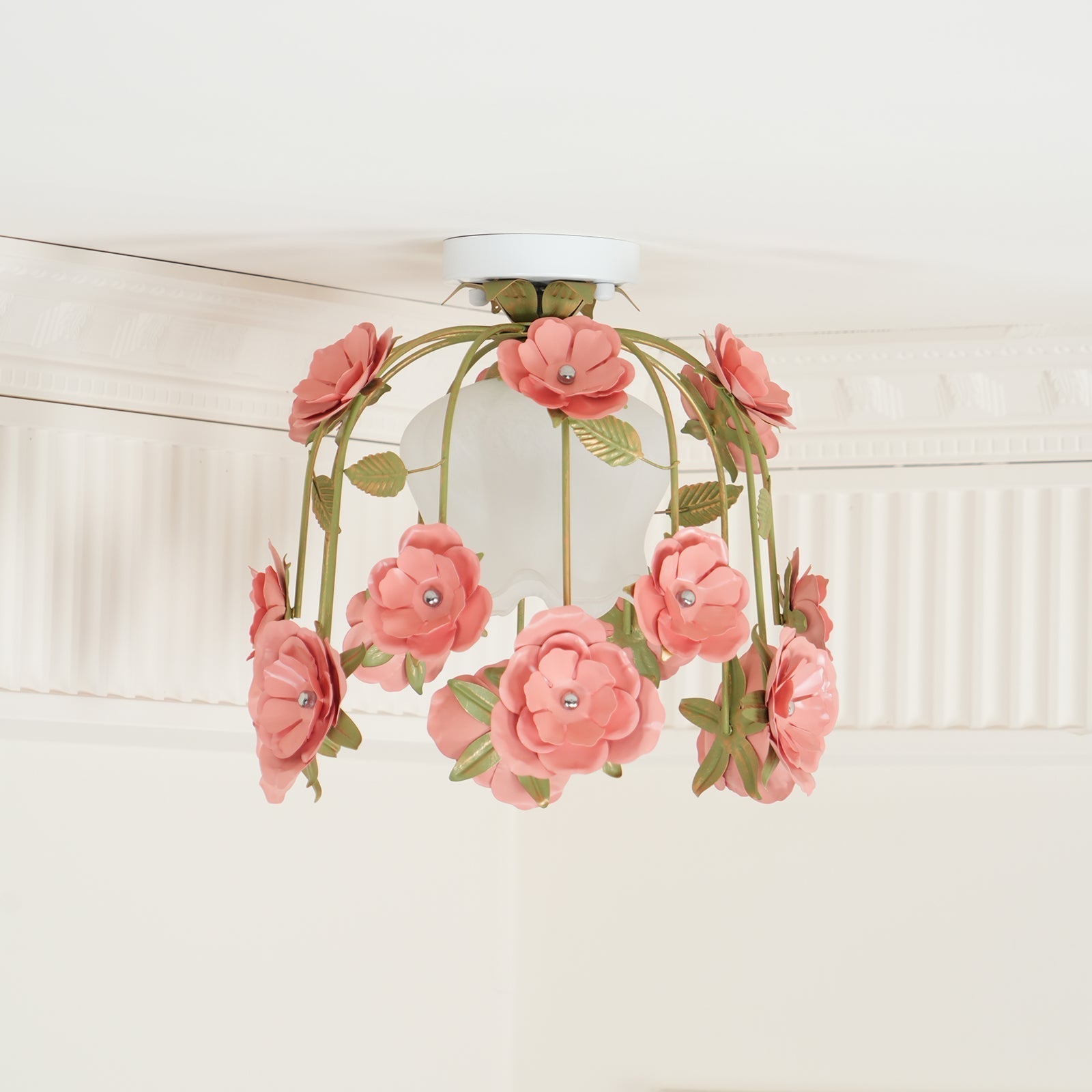 Pavo Plafonnier Romantique en Verre Fleur - Neutralighting