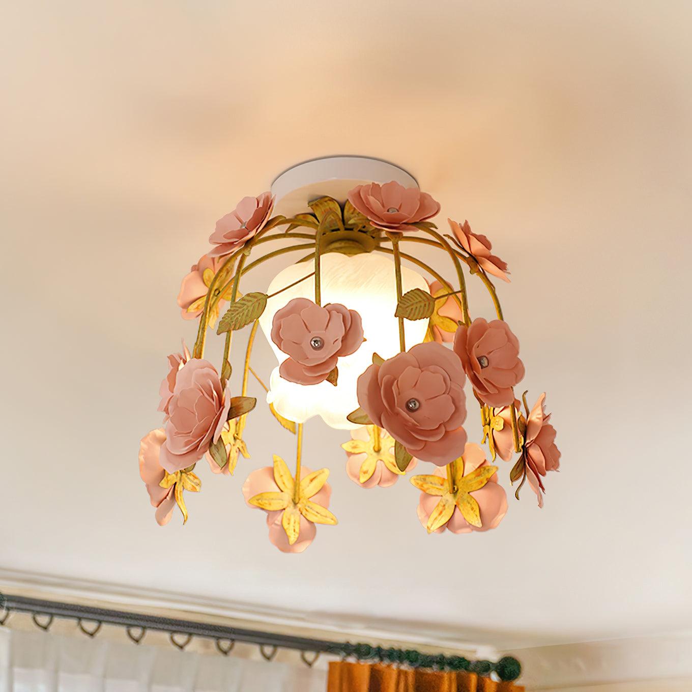 Pavo Plafonnier Romantique en Verre Fleur - Neutralighting
