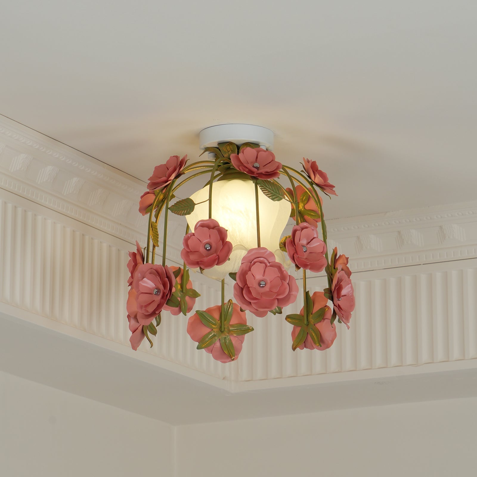 Pavo Plafonnier Romantique en Verre Fleur - Neutralighting
