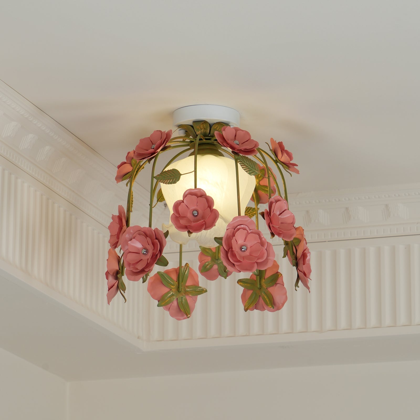 Pavo Plafonnier Romantique en Verre Fleur - Neutralighting