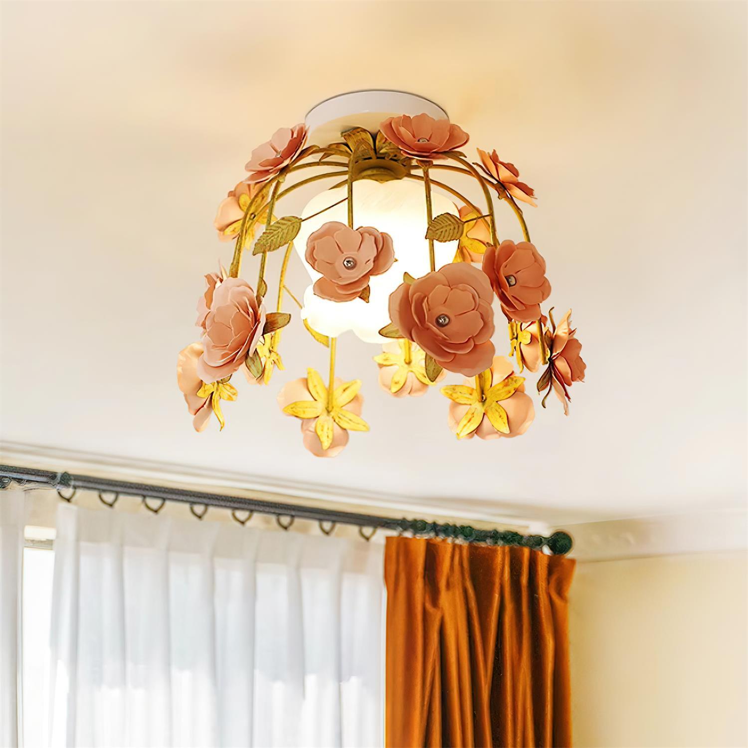 Pavo Plafonnier Romantique en Verre Fleur - Neutralighting