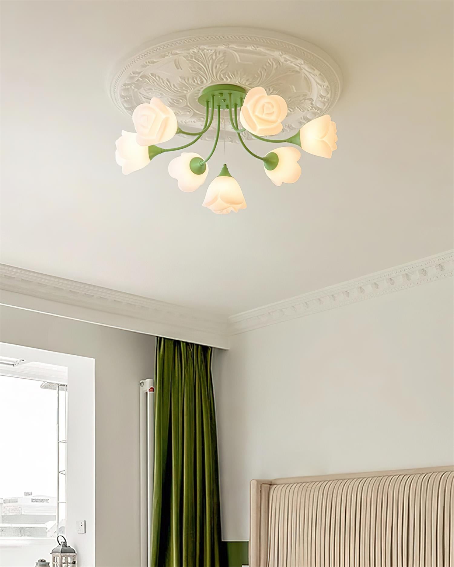 Rose Plafonnier Pétales Sculptés Lueur Douce - Neutralighting