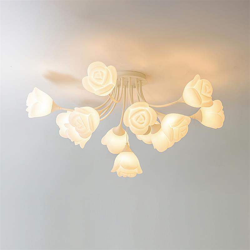 Rose Plafonnier Pétales Sculptés Lueur Douce - Neutralighting