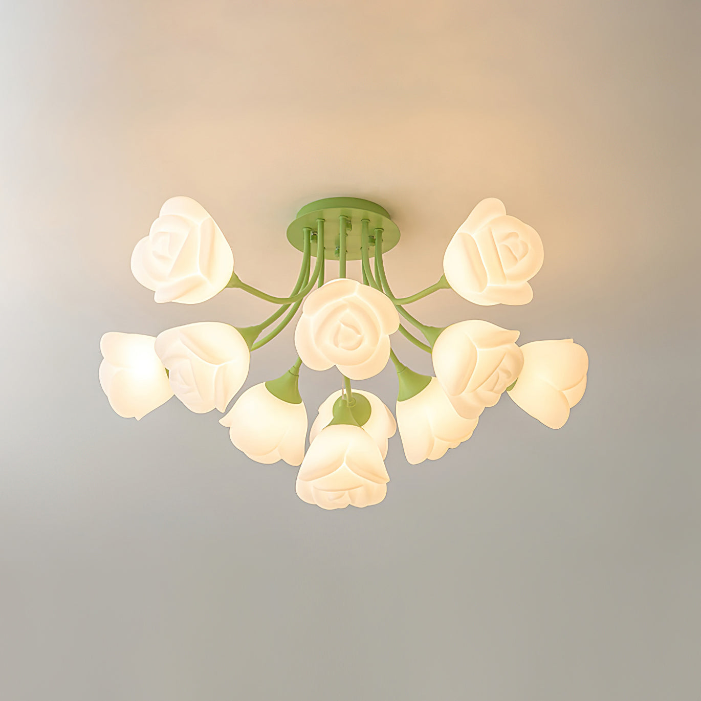 Rose Plafonnier Pétales Sculptés Lueur Douce - Neutralighting