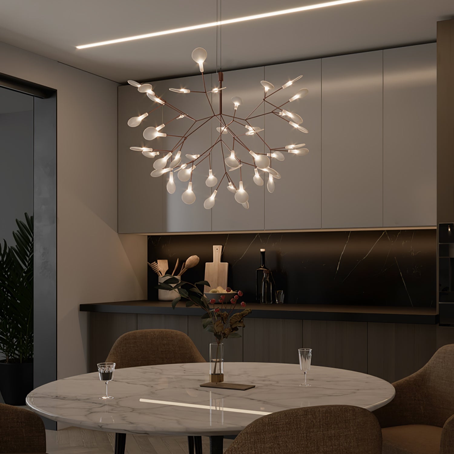Lustra Chandelier Rose Gold Firefly LED Branch - Neutralighting