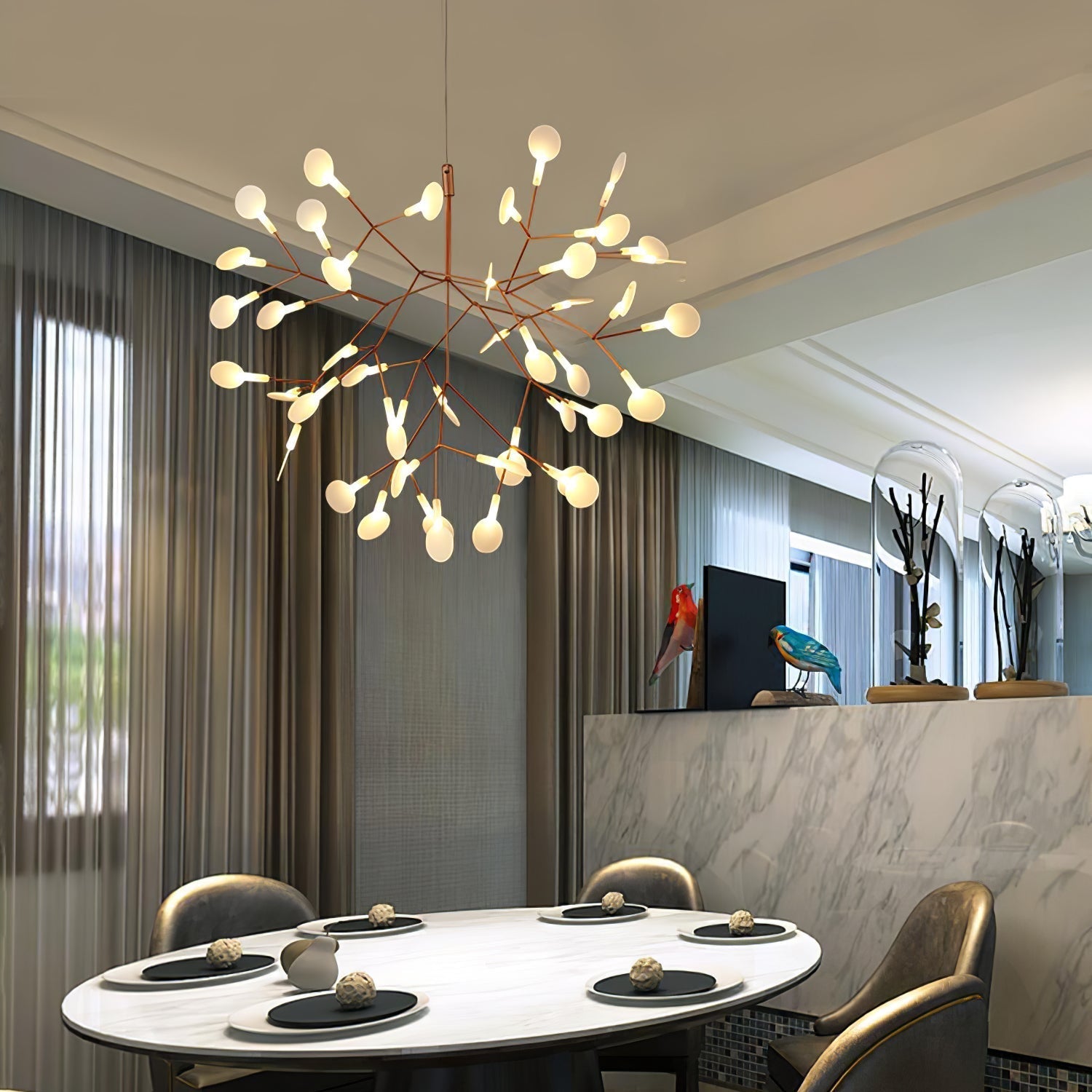 Lustra Chandelier Rose Gold Firefly LED Branch - Neutralighting