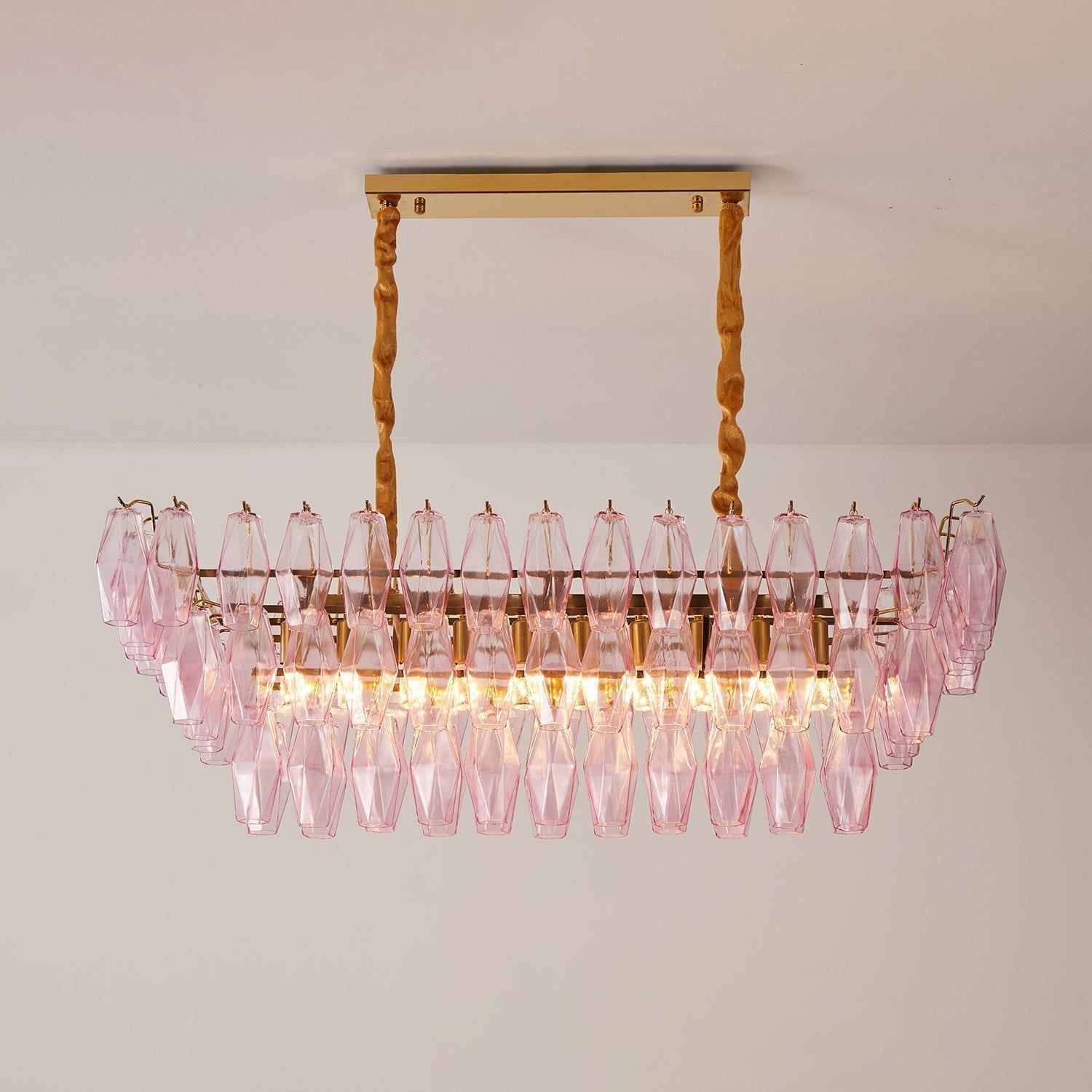 Aurora Lustre Rose Prisme Verre Rectangulaire Superposé - Neutralighting