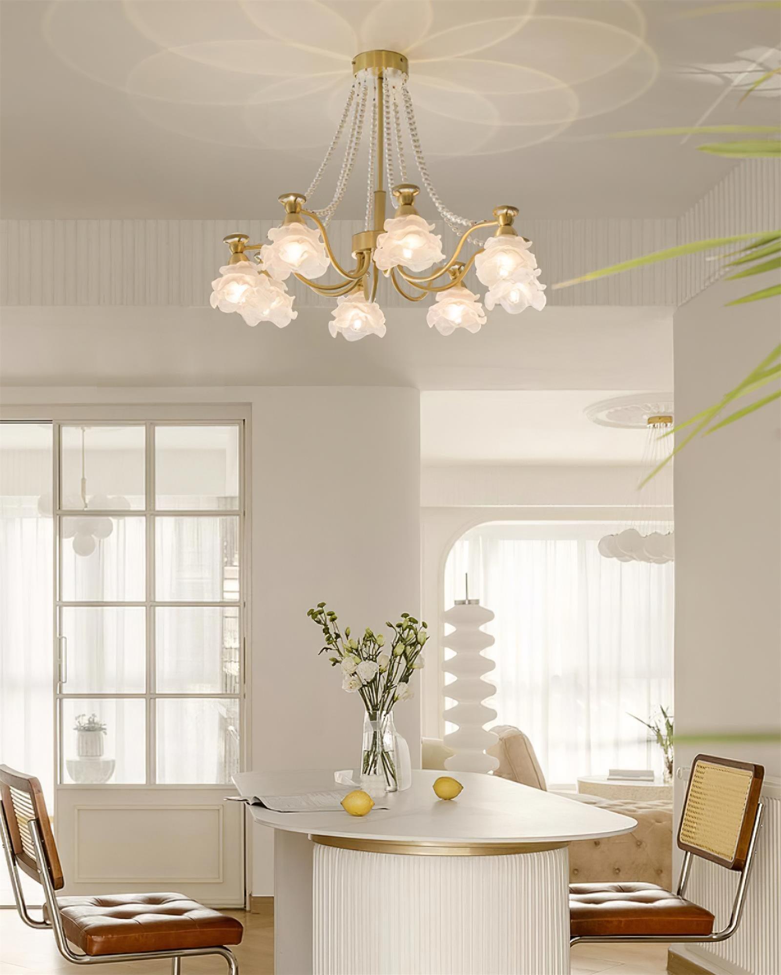 Landi Lustre Pétales en Verre Rose Drapés - Neutralighting
