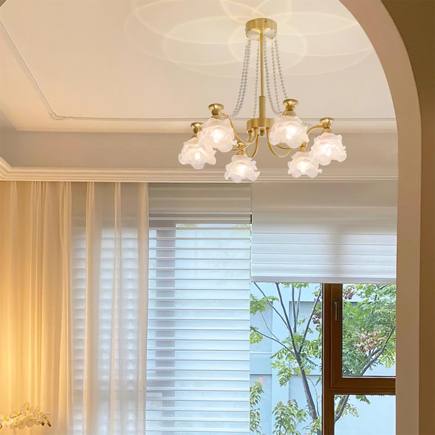 Landi Lustre Pétales en Verre Rose Drapés - Neutralighting