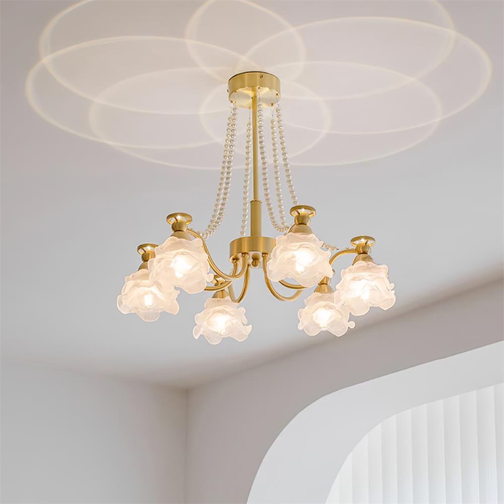Landi Lustre Pétales en Verre Rose Drapés - Neutralighting