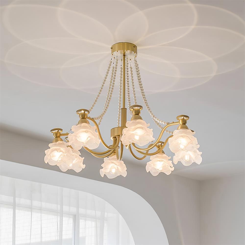 Landi Lustre Pétales en Verre Rose Drapés - Neutralighting
