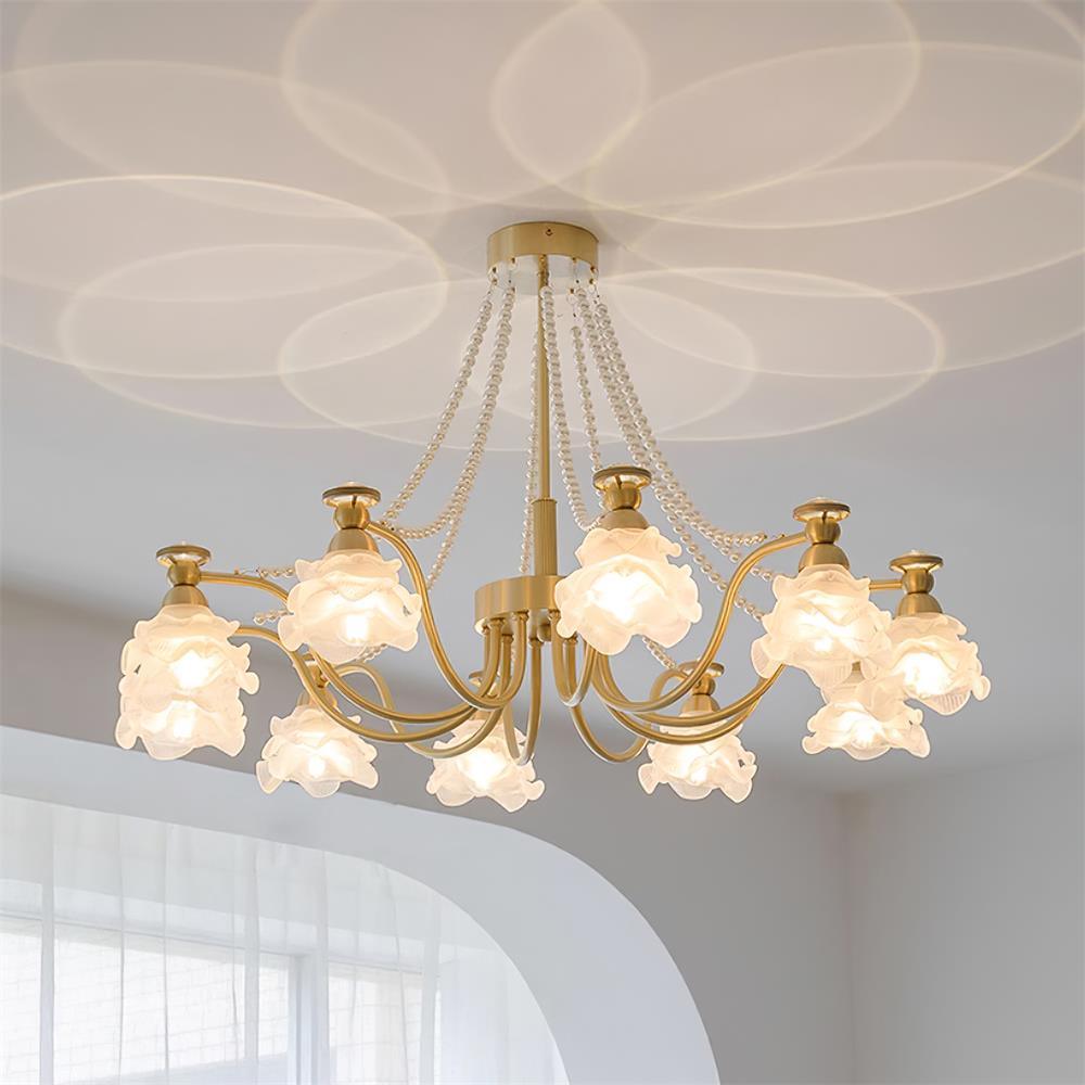 Landi Lustre Pétales en Verre Rose Drapés - Neutralighting