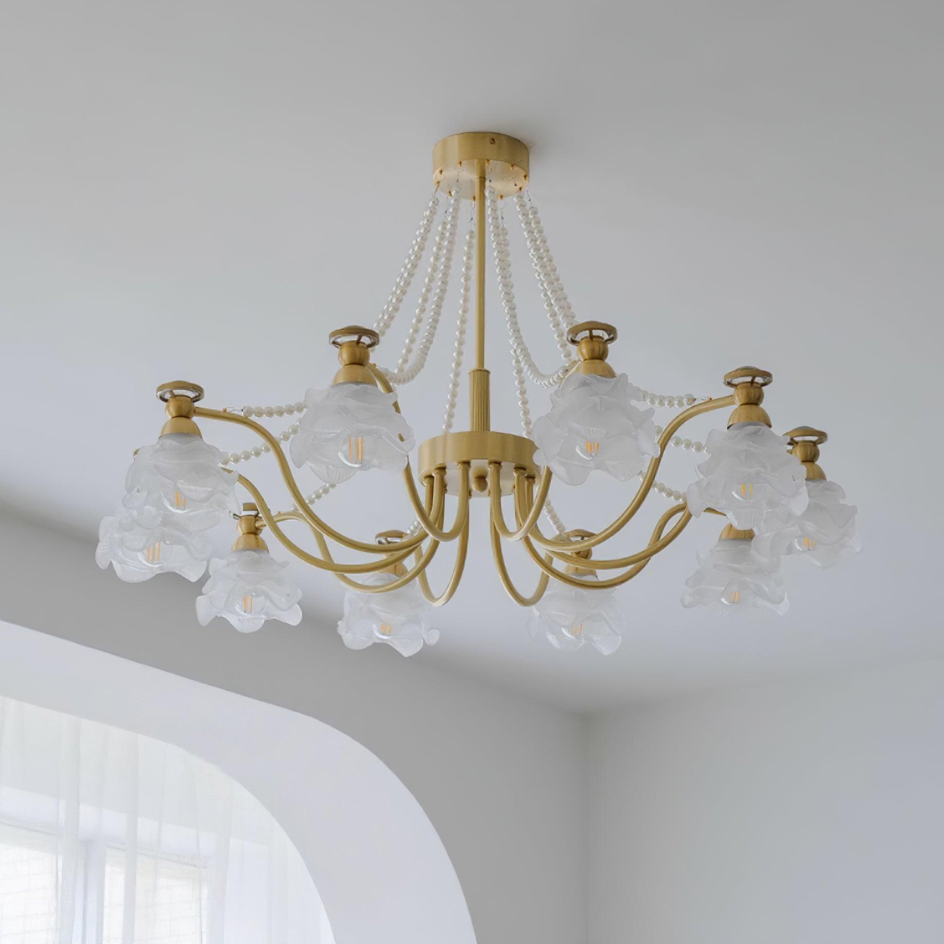 Landi Lustre Pétales en Verre Rose Drapés - Neutralighting