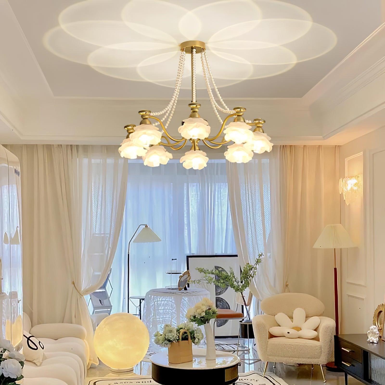 Landi Lustre Pétales en Verre Rose Drapés - Neutralighting