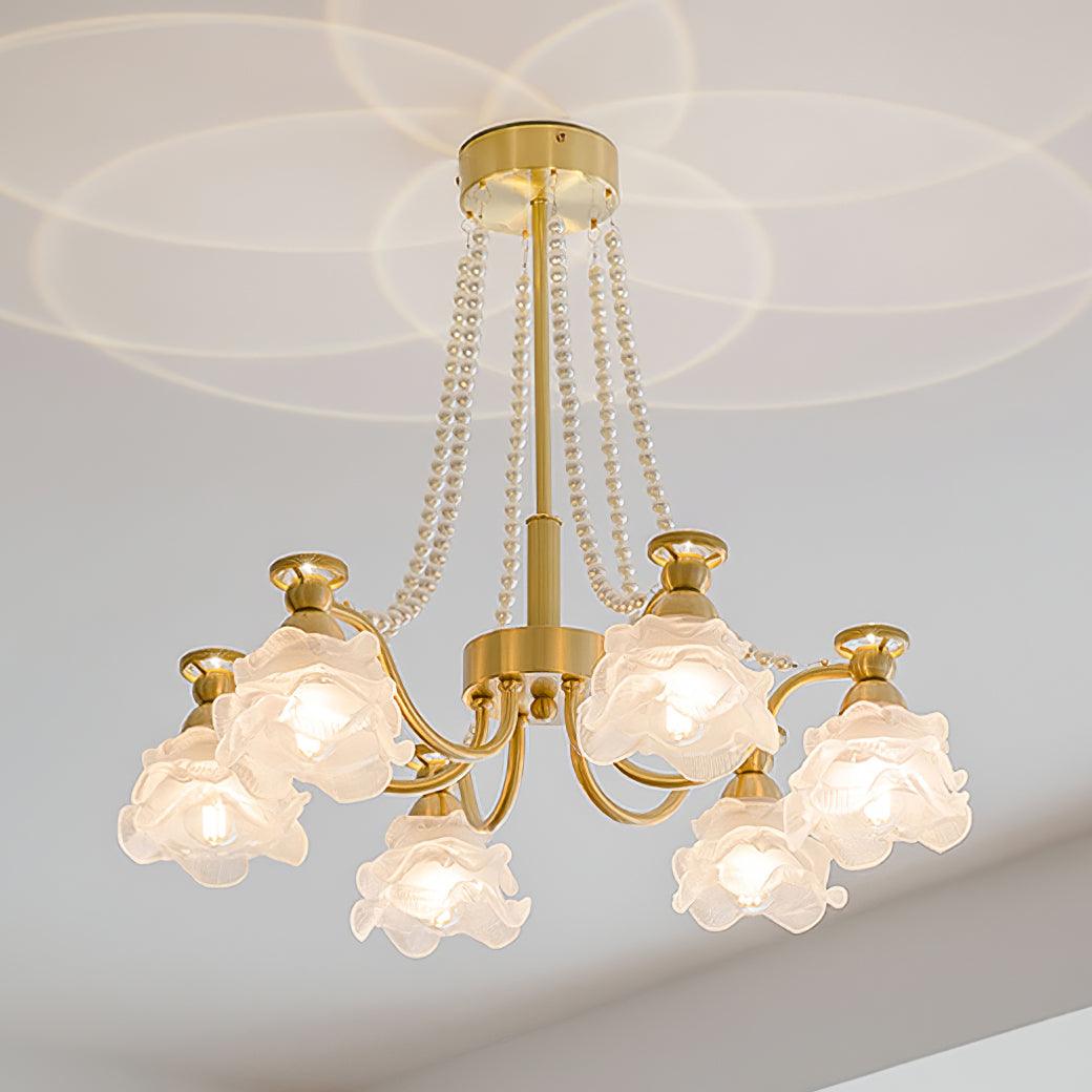 Landi Lustre Pétales en Verre Rose Drapés - Neutralighting