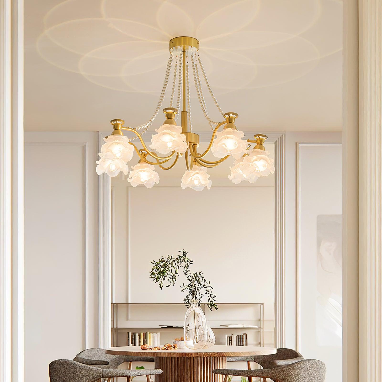 Landi Lustre Pétales en Verre Rose Drapés - Neutralighting