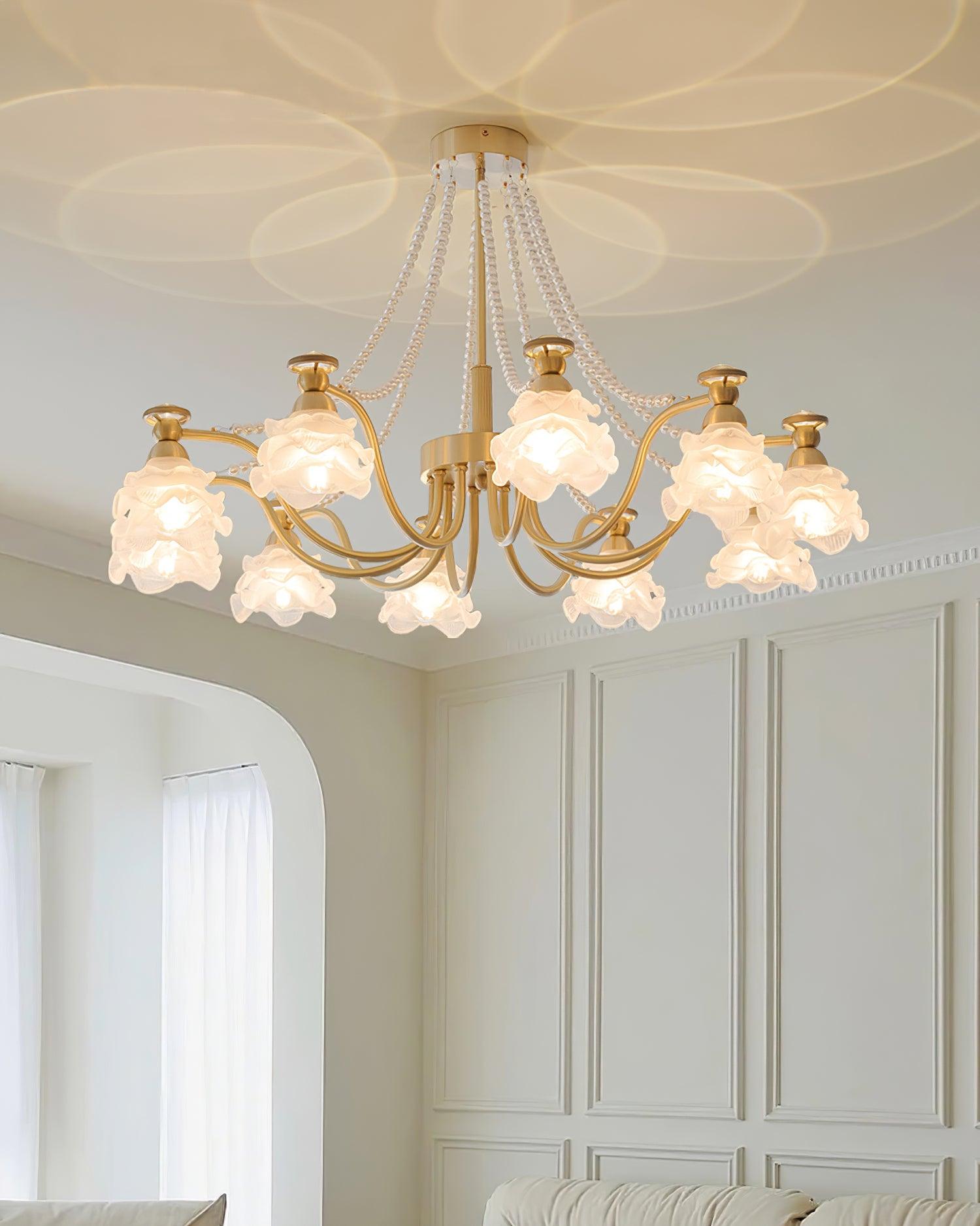 Landi Lustre Pétales en Verre Rose Drapés - Neutralighting