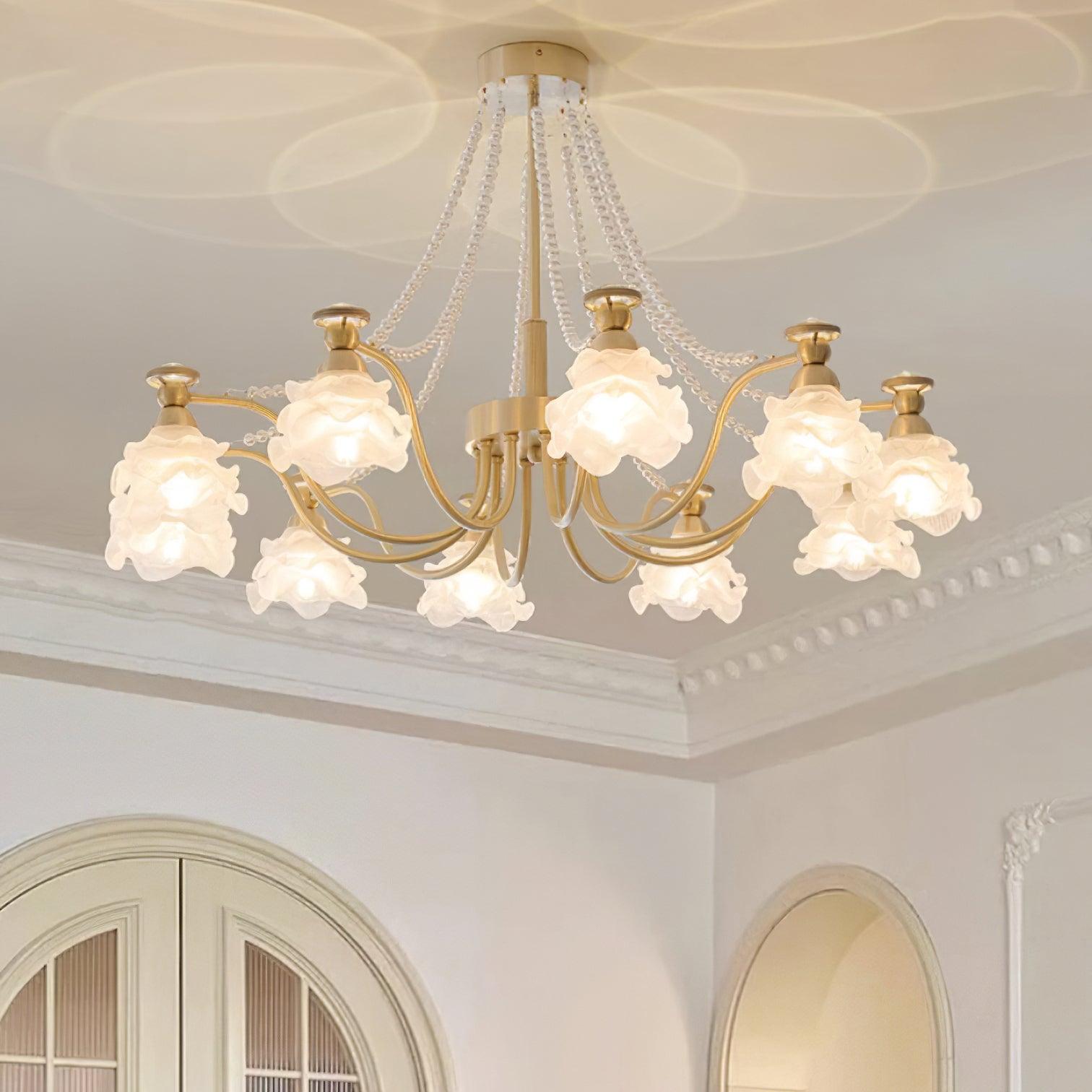 Landi Lustre Pétales en Verre Rose Drapés - Neutralighting