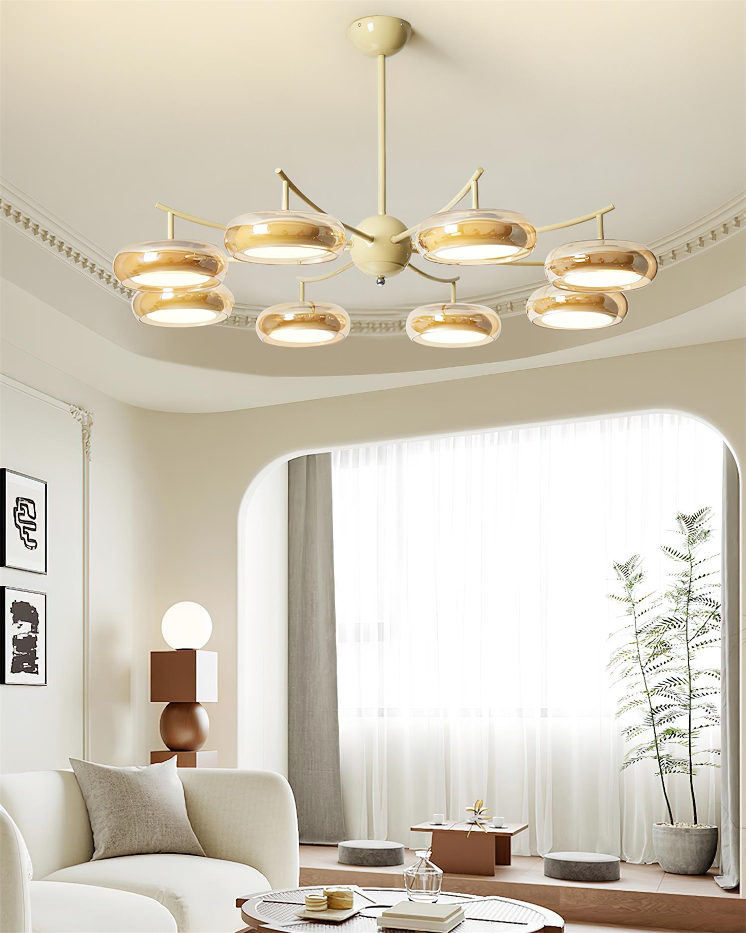 Rotan Lustre Orbes en Verre Crème Sérénité - Neutralighting