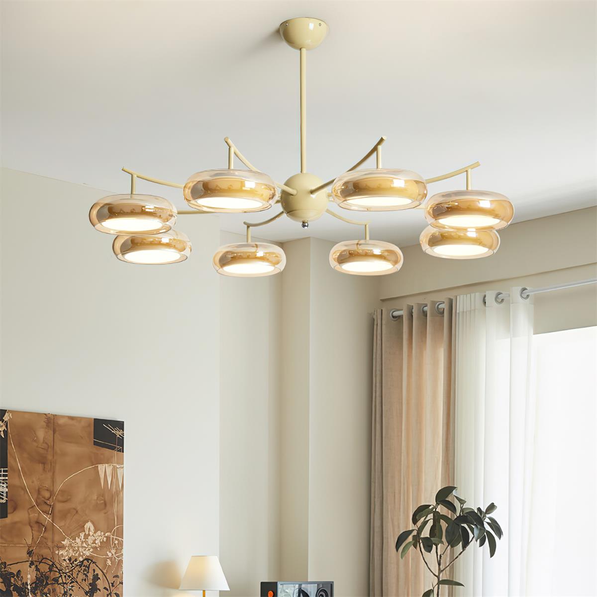 Rotan Lustre Orbes en Verre Crème Sérénité - Neutralighting