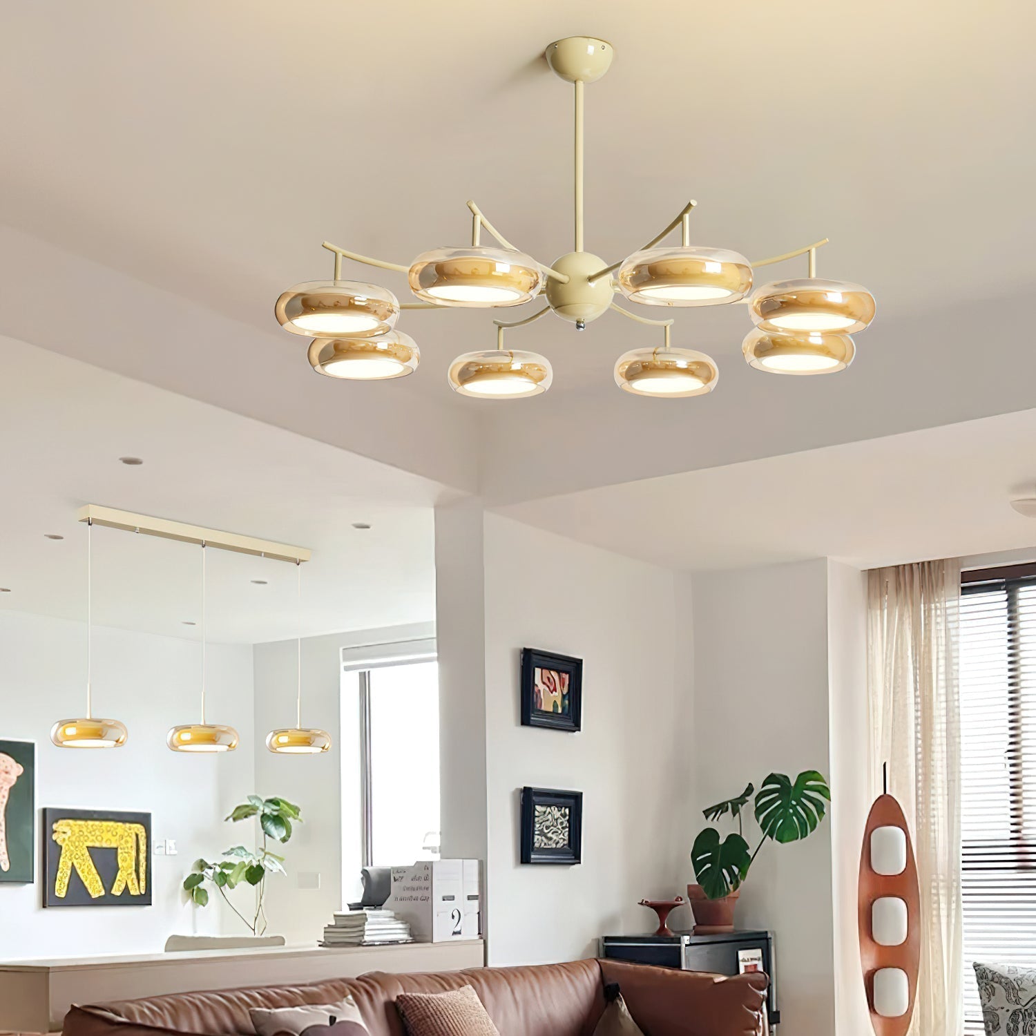 Rotan Lustre Orbes en Verre Crème Sérénité - Neutralighting