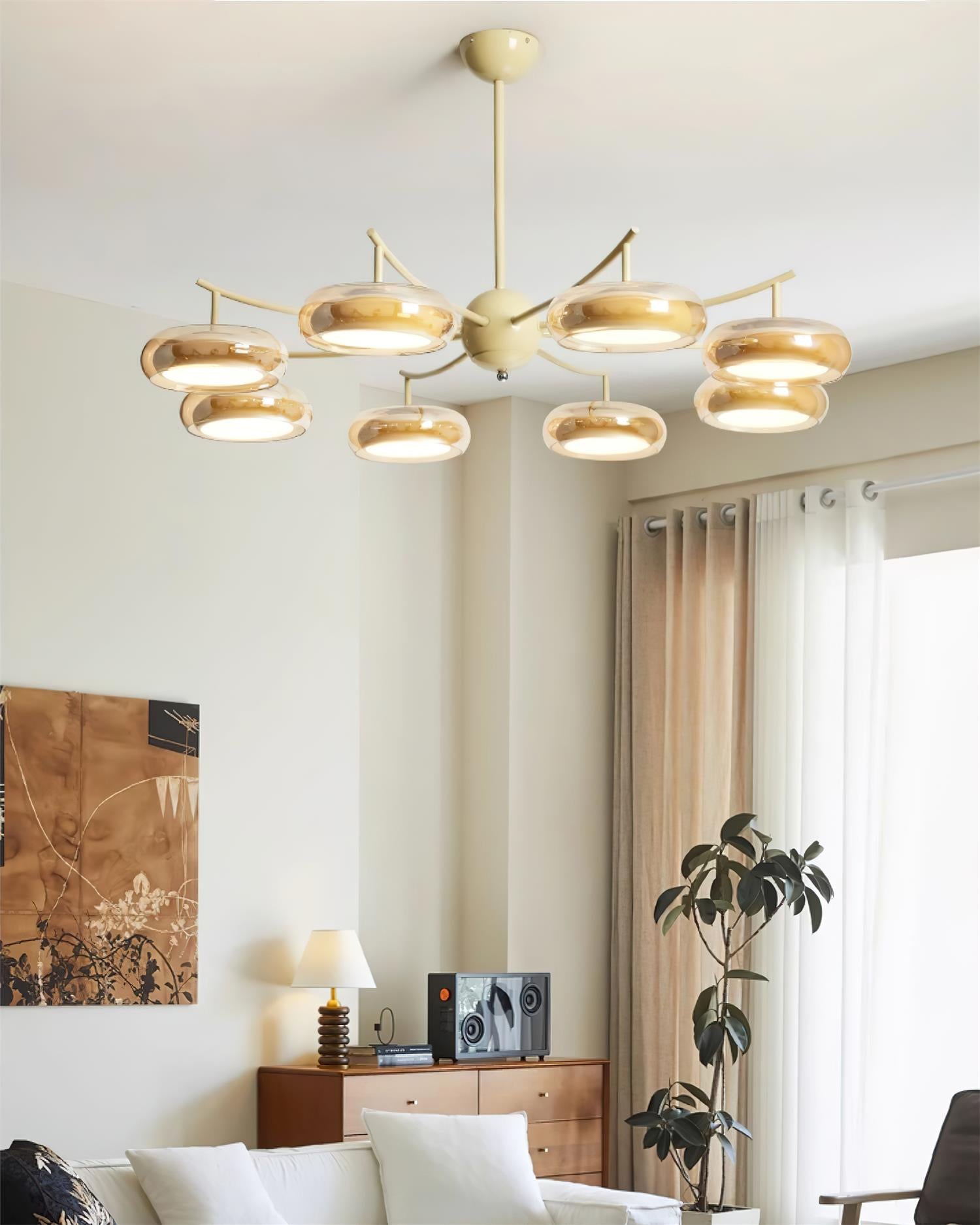 Rotan Lustre Orbes en Verre Crème Sérénité - Neutralighting