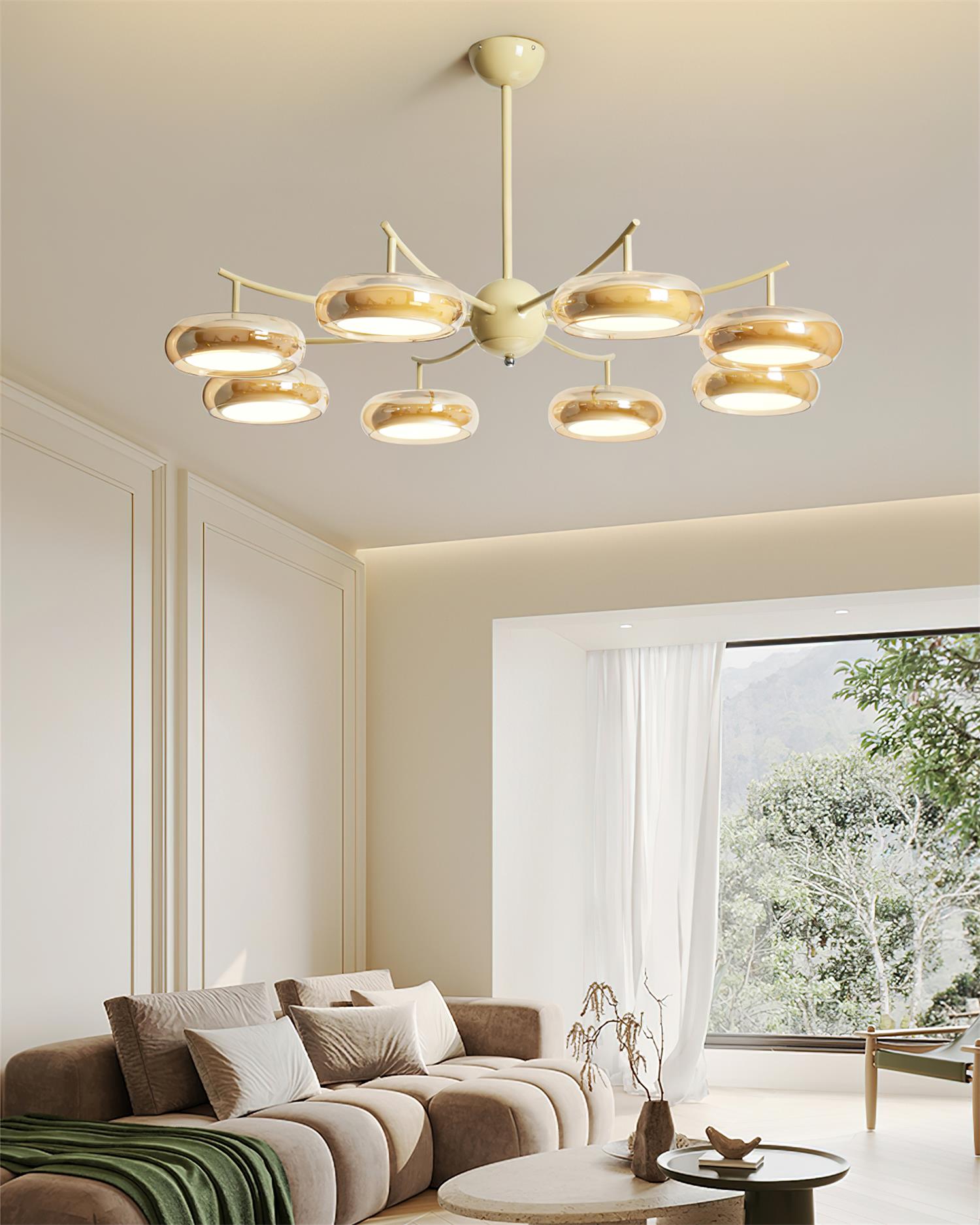 Rotan Lustre Orbes en Verre Crème Sérénité - Neutralighting
