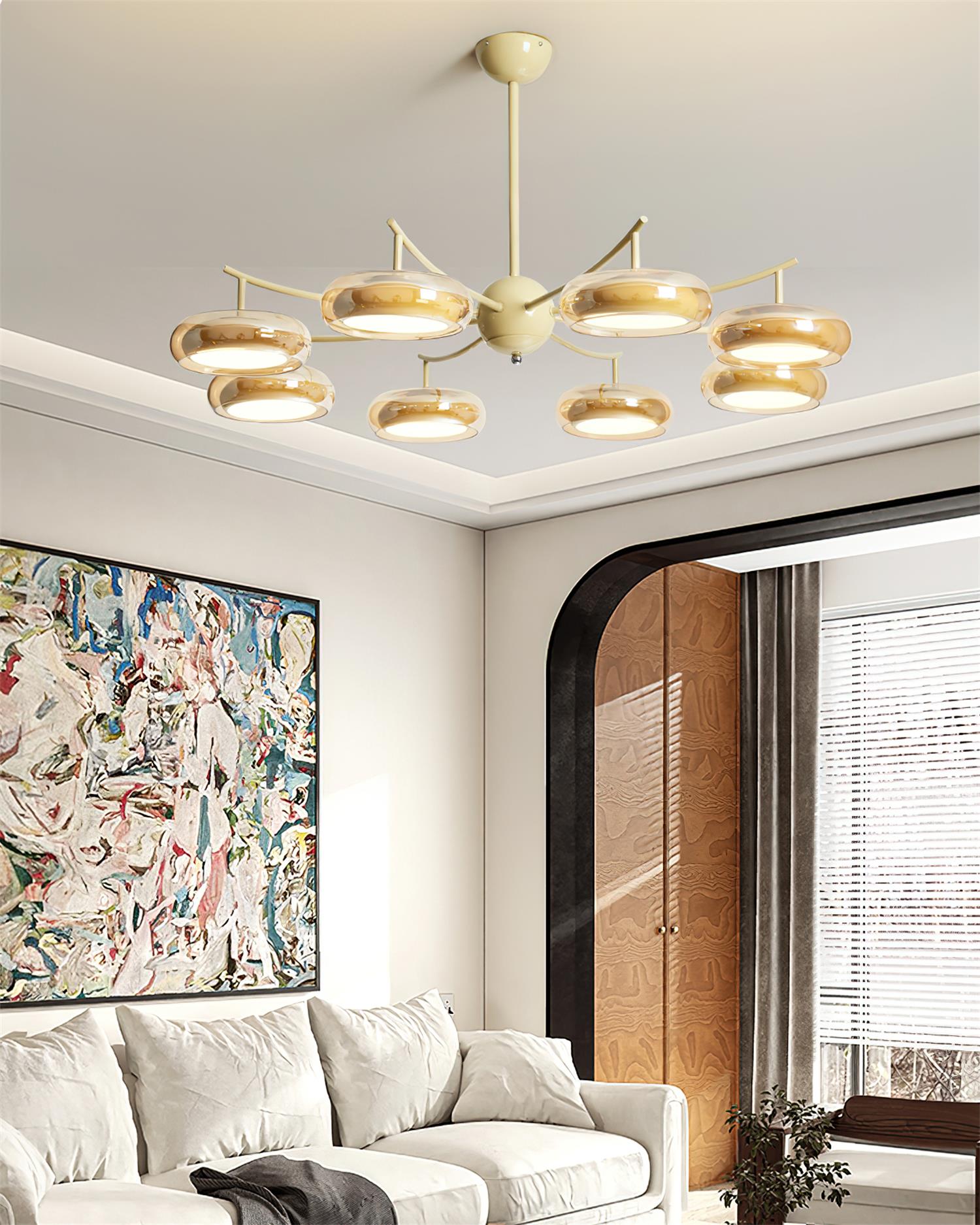 Rotan Lustre Orbes en Verre Crème Sérénité - Neutralighting