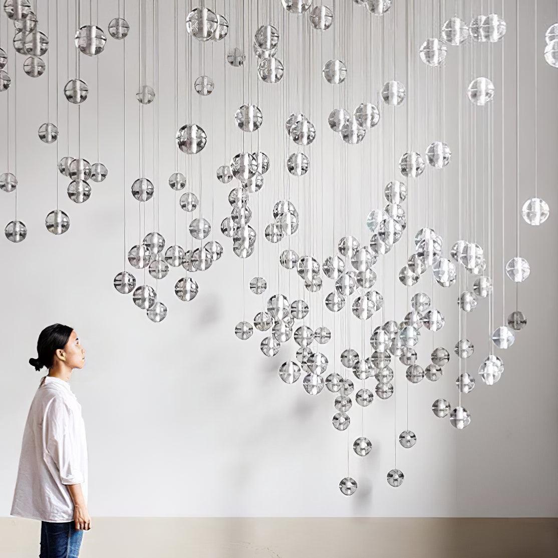 Round Lustre Groupe Suspendu Gouttes de Cristal - Neutralighting