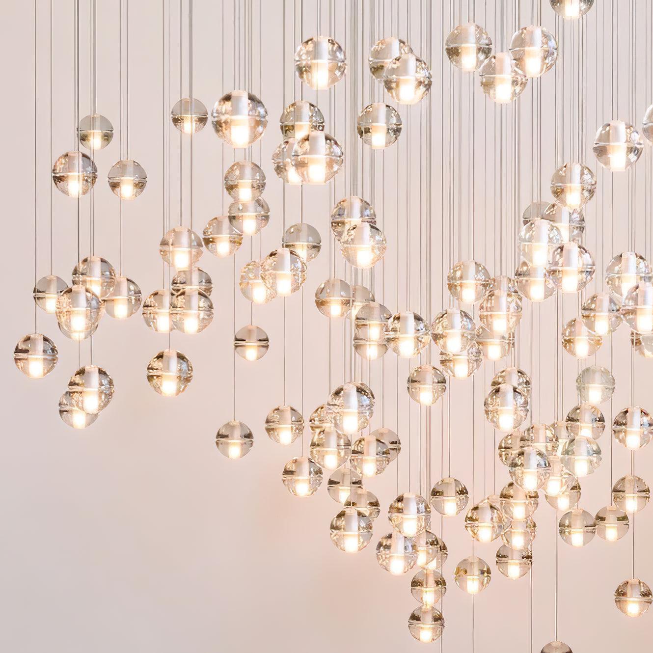 Round Lustre Groupe Suspendu Gouttes de Cristal - Neutralighting