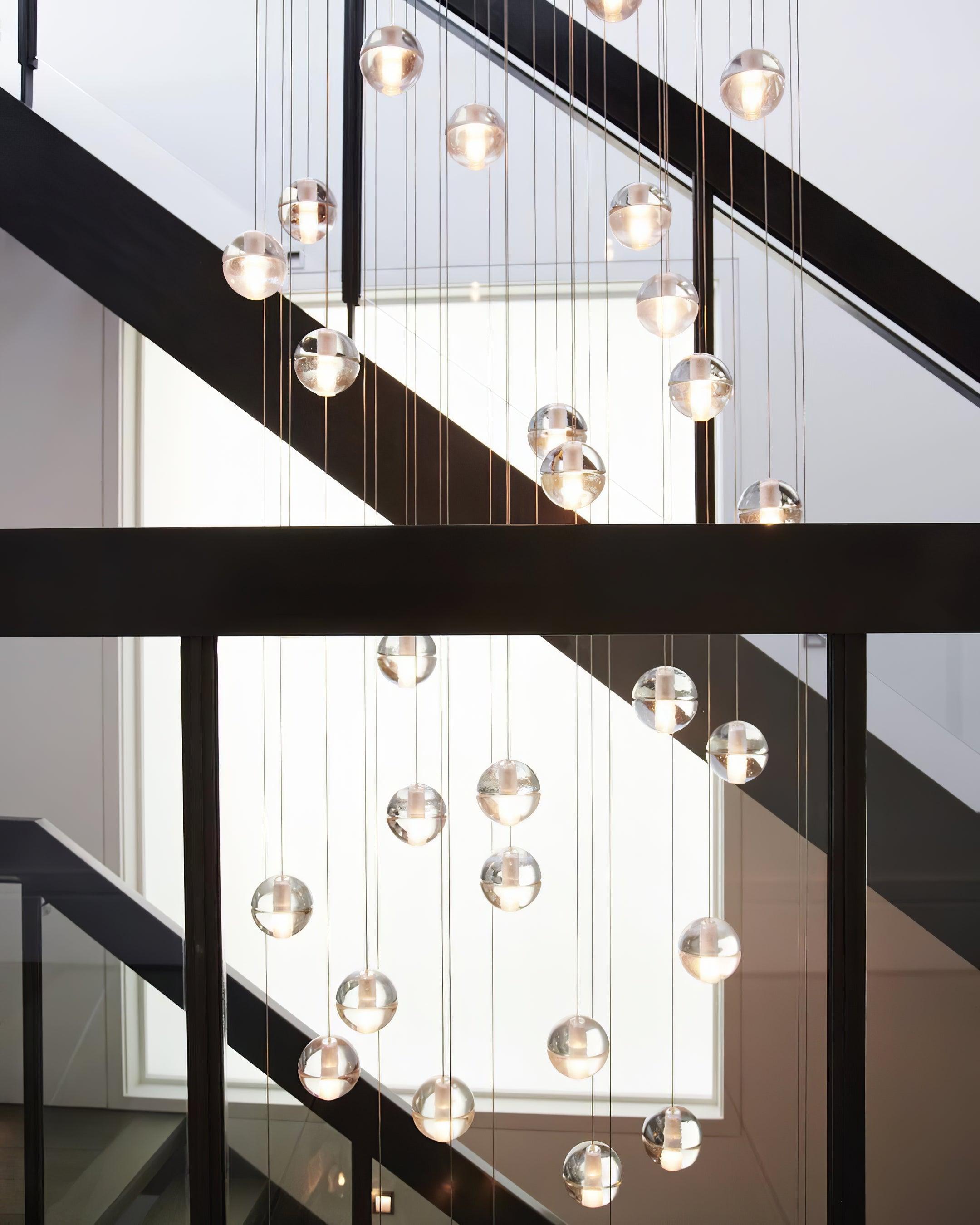 Round Lustre Groupe Suspendu Gouttes de Cristal - Neutralighting
