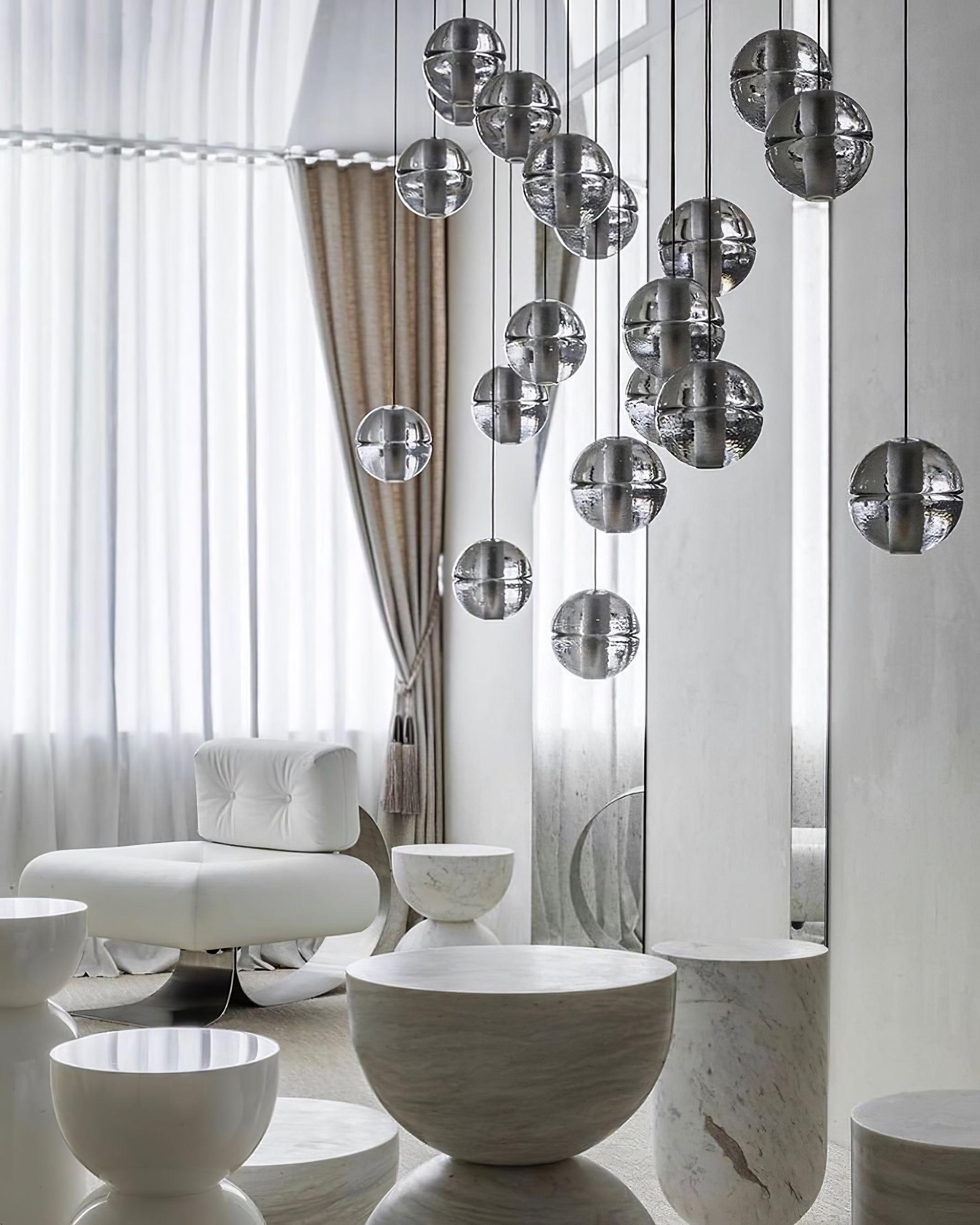 Round Lustre Groupe Suspendu Gouttes de Cristal - Neutralighting