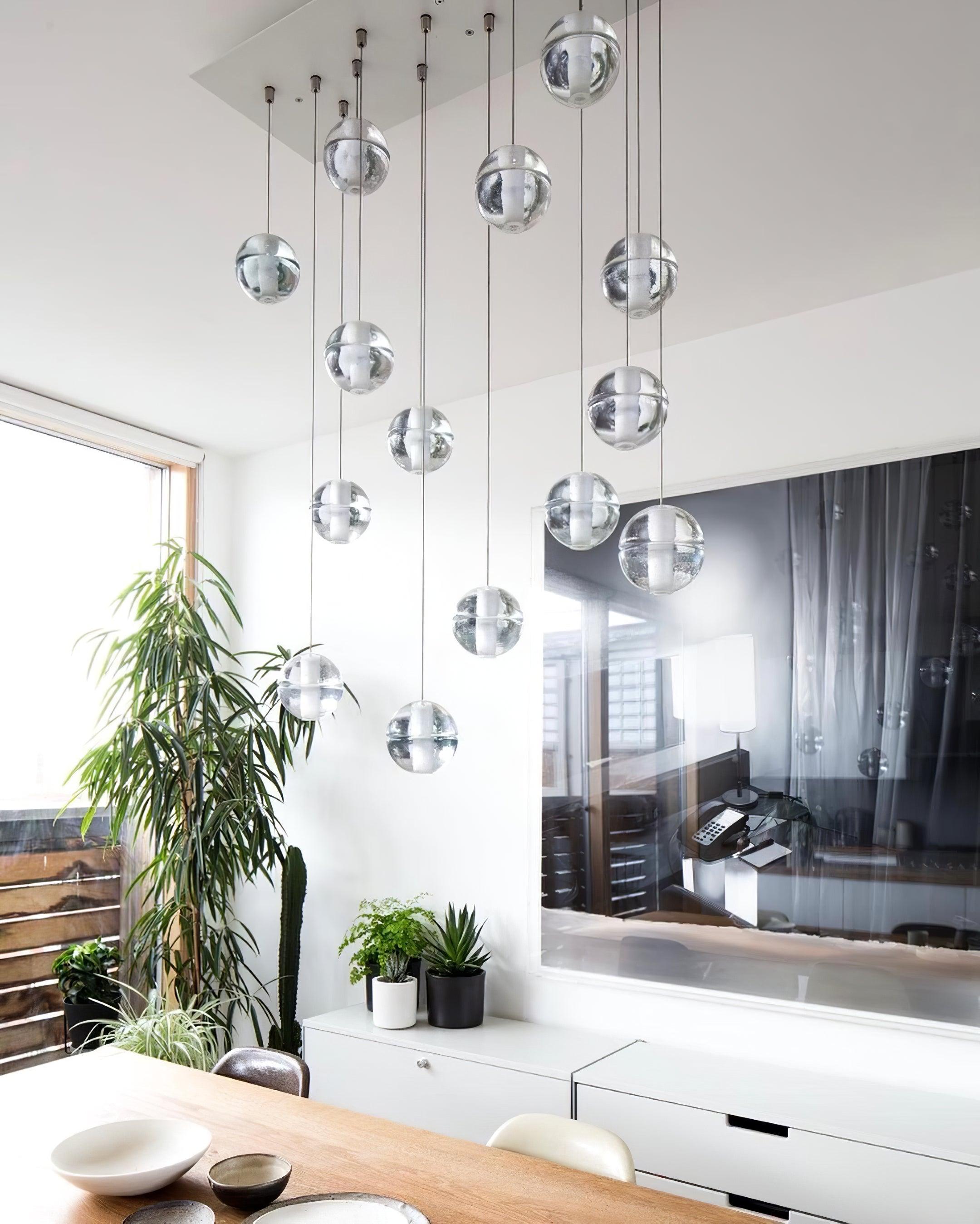 Round Lustre Groupe Suspendu Gouttes de Cristal - Neutralighting