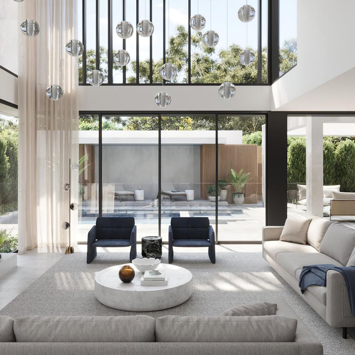 Round Lustre Groupe Suspendu Gouttes de Cristal - Neutralighting