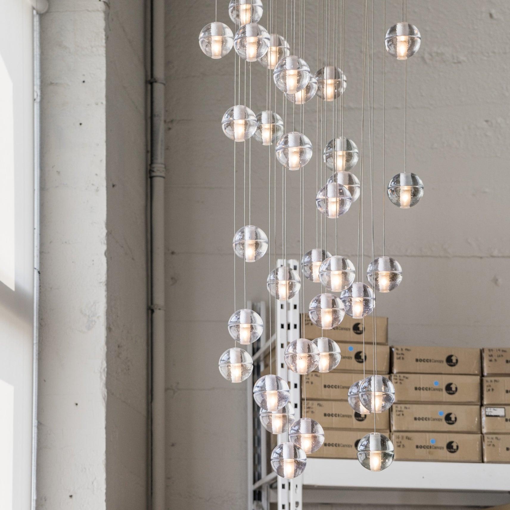 Round Lustre Groupe Suspendu Gouttes de Cristal - Neutralighting