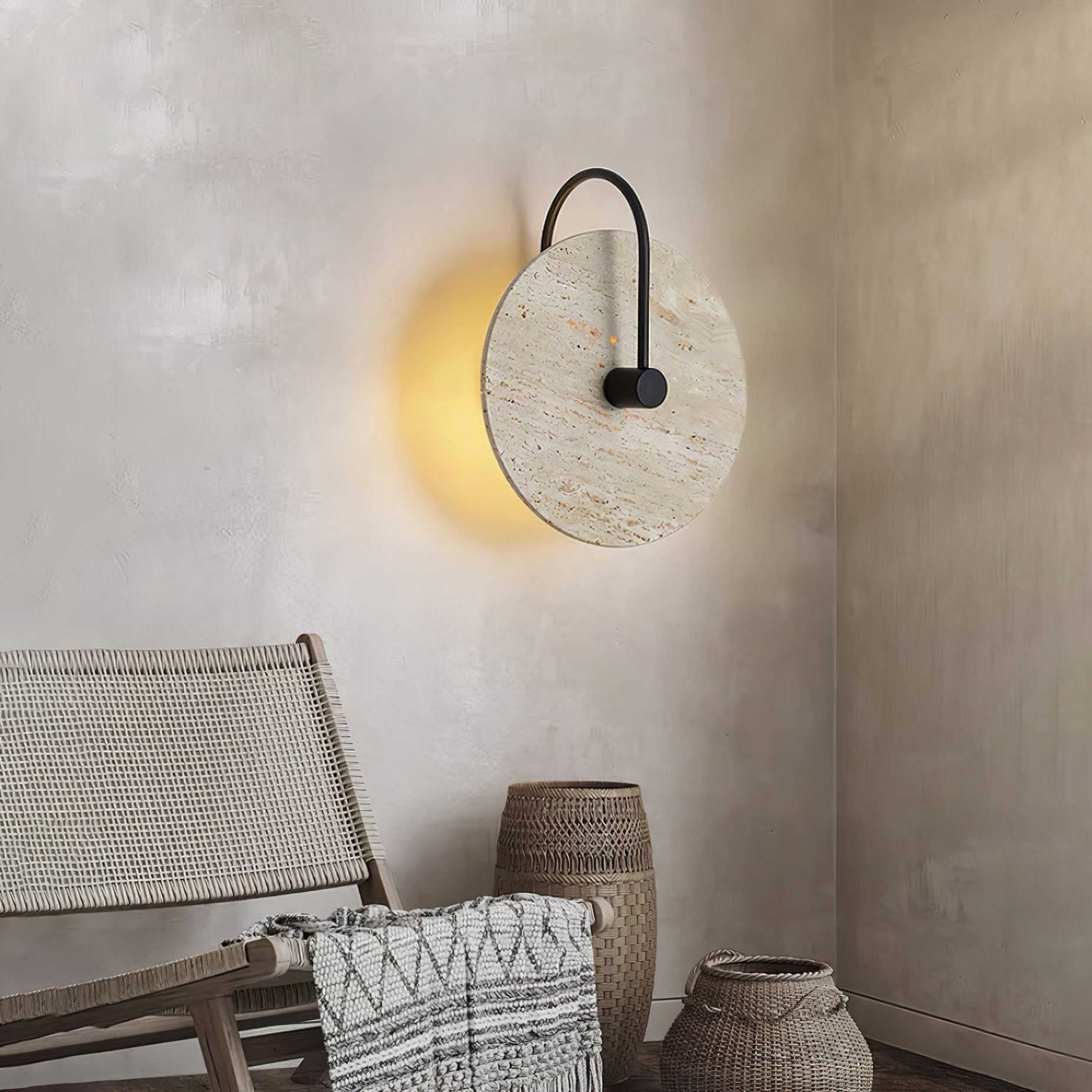Kara Applique Murale Minimaliste en Travertin - Neutralighting