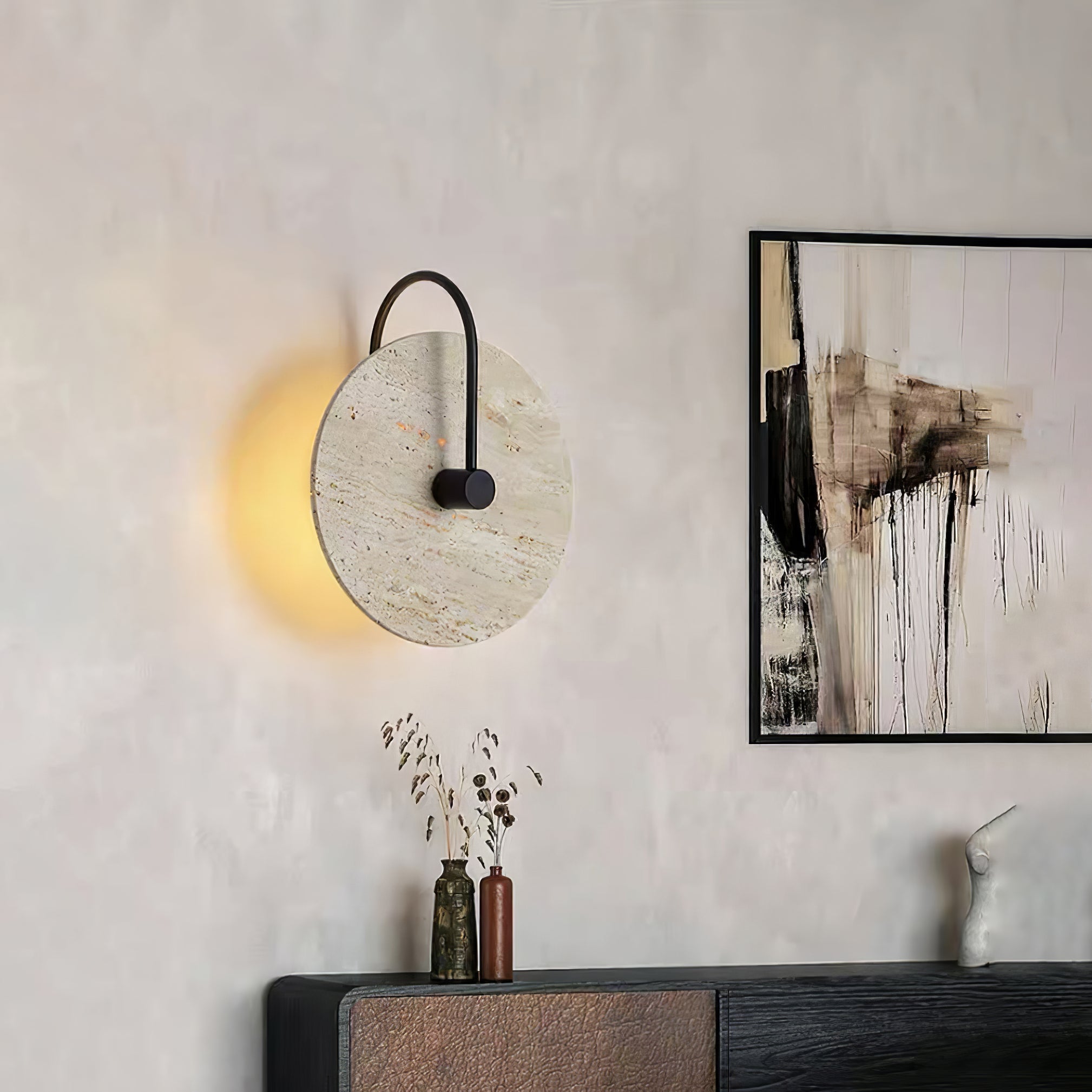 Kara Applique Murale Minimaliste en Travertin - Neutralighting